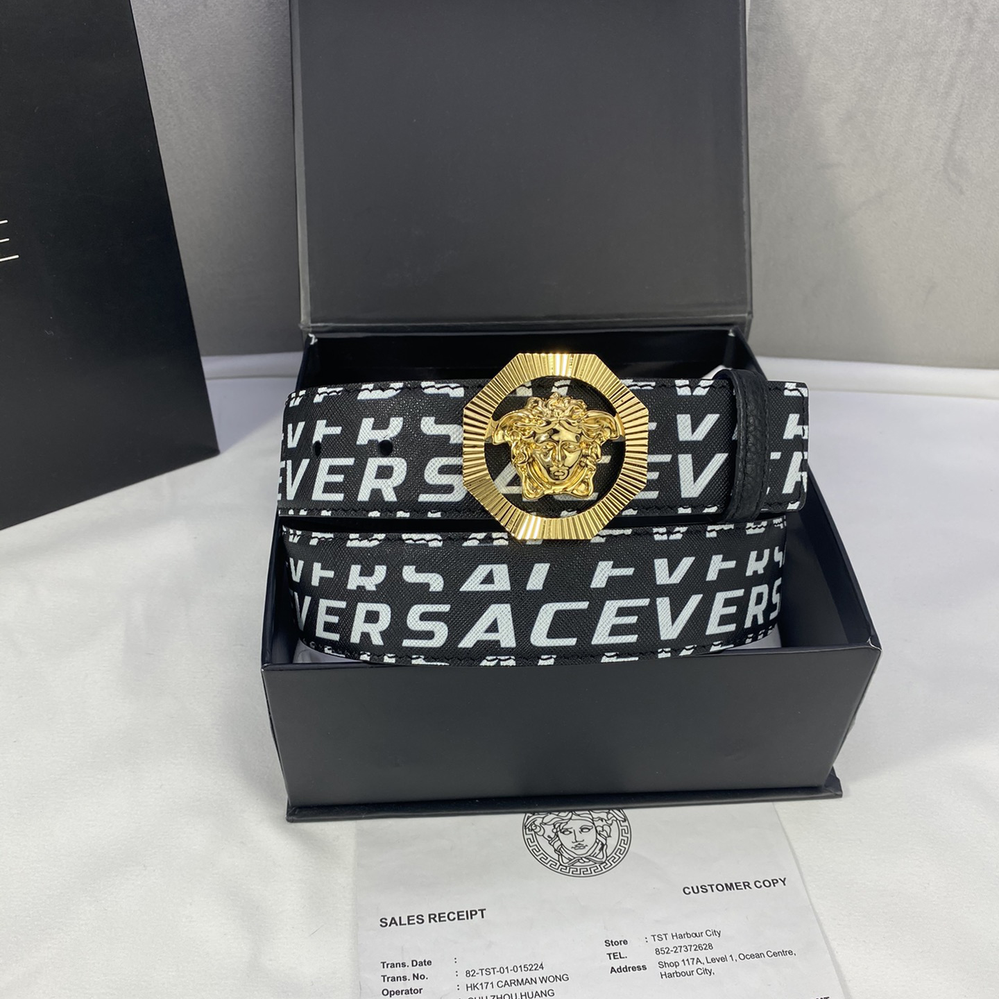 Versace Leather It Has A Thick Touch With Clear And Distinct Printing Patterns It Is A Fashionable And Classic Men's Belt A Designer Belt A Casual And Smooth Buckle Belt For Both Women And Men With A Width Of 4.0cm And With Box