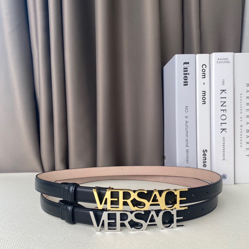 Versace Belts For Women Designer Belt Womens Formal Smooth Buckle Woman Narrow Genuine Leather Golden Bronze Cowhide Design Thin Optional High Quality