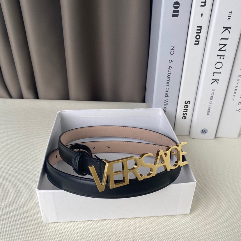 Versace Belts For Women Designer Belt Womens Formal Smooth Buckle Woman Narrow Genuine Leather Golden Bronze Cowhide Design Thin Optional High Quality