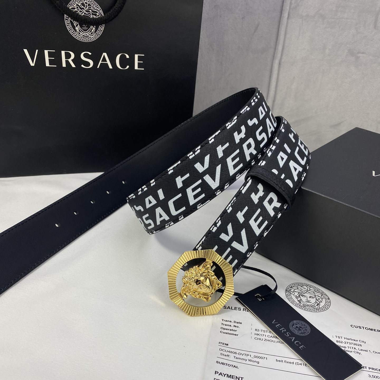 Versace Leather It Has A Thick Touch With Clear And Distinct Printing Patterns It Is A Fashionable And Classic Men's Belt A Designer Belt A Casual And Smooth Buckle Belt For Both Women And Men With A Width Of 4.0cm And With Box