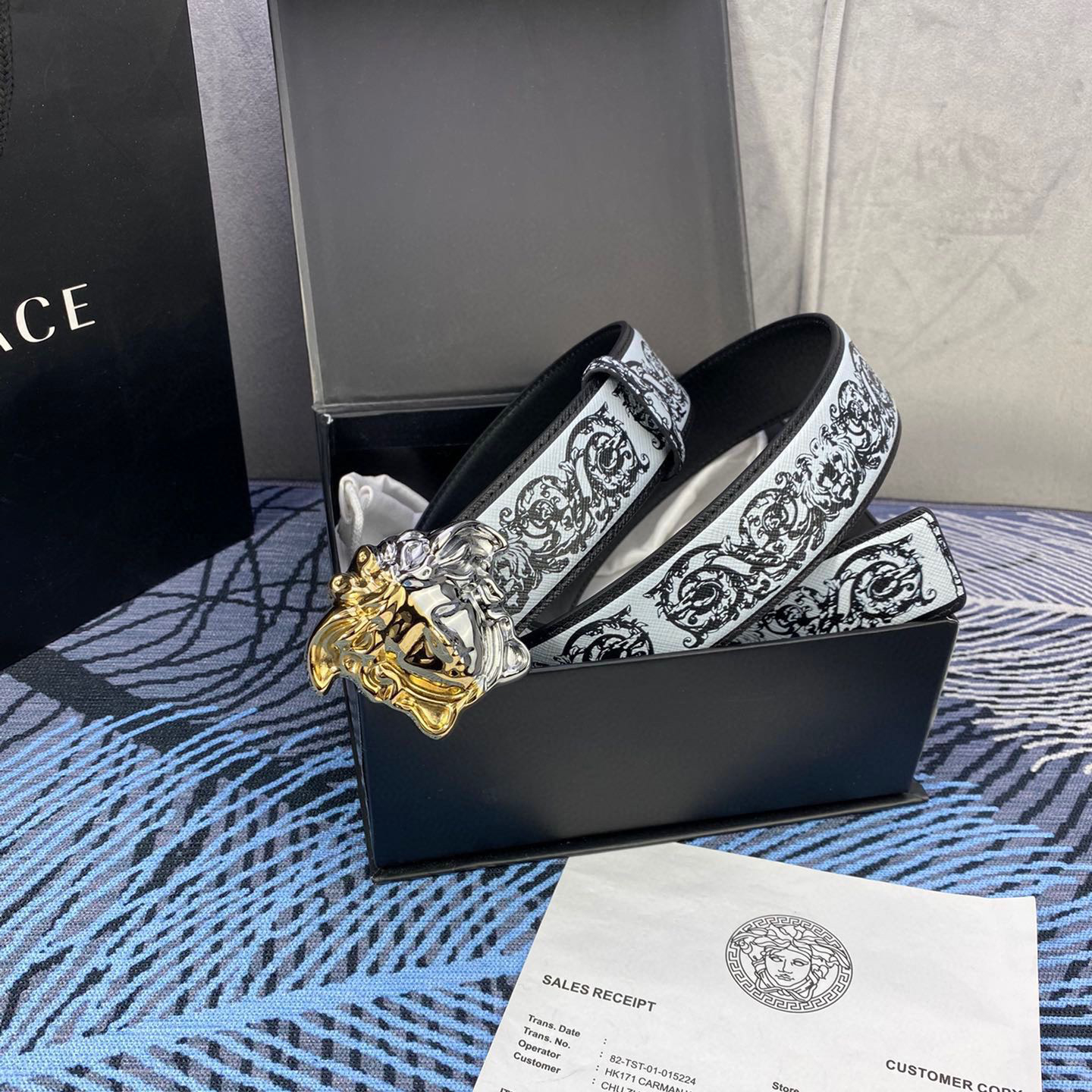 Versace Designer Belt Men Belts Women's Brand Belt With 3D Square Medusa Portrait Belt Buckle One Side Is Monochrome And The Other Side Is Decorated With The Brand's Iconic Print Woman Men Belt Fashion Designer High Quality Belt