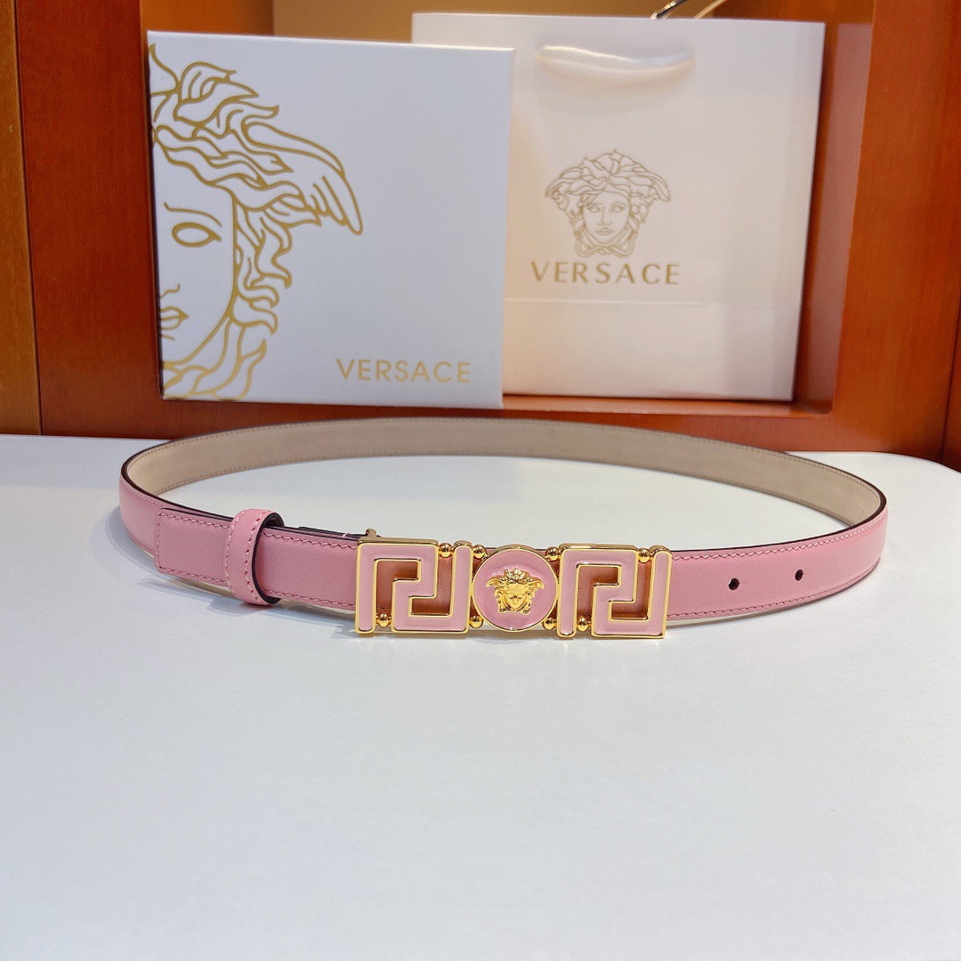 Versace Belts For Women Designer Belt Womens Formal Smooth Buckle Woman Narrow Genuine Leather Golden Bronze Cowhide Design Thin Optional High Quality