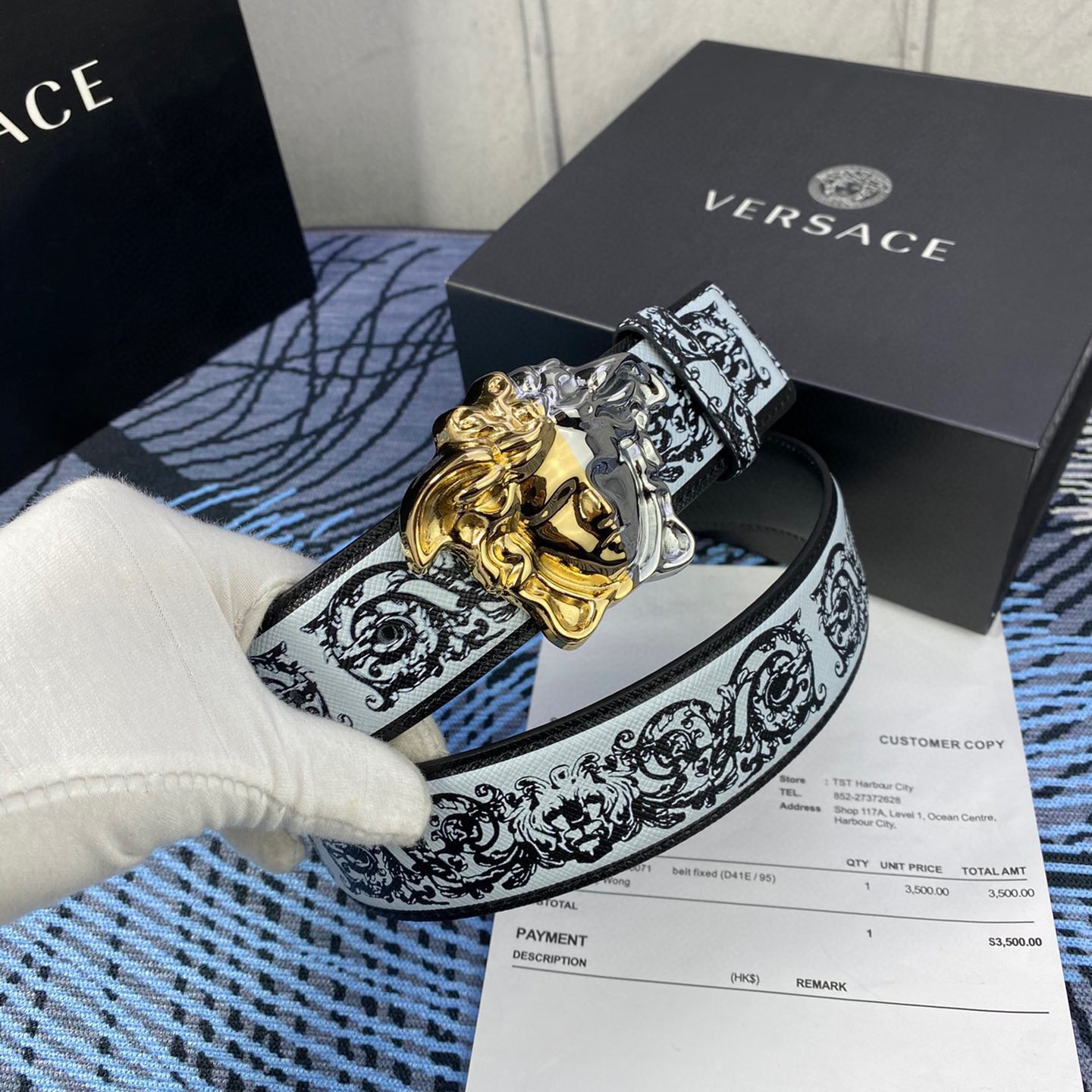 Versace Designer Belt Men Belts Women's Brand Belt With 3D Square Medusa Portrait Belt Buckle One Side Is Monochrome And The Other Side Is Decorated With The Brand's Iconic Print Woman Men Belt Fashion Designer High Quality Belt