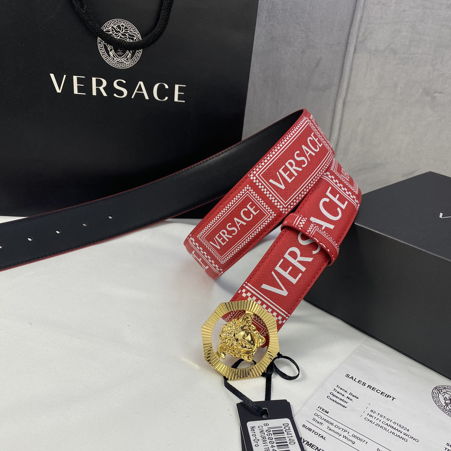 Versace Leather It Has A Thick Touch With Clear And Distinct Printing Patterns It Is A Fashionable And Classic Men's Belt A Designer Belt A Casual And Smooth Buckle Belt For Both Women And Men With A Width Of 4.0cm And With Box
