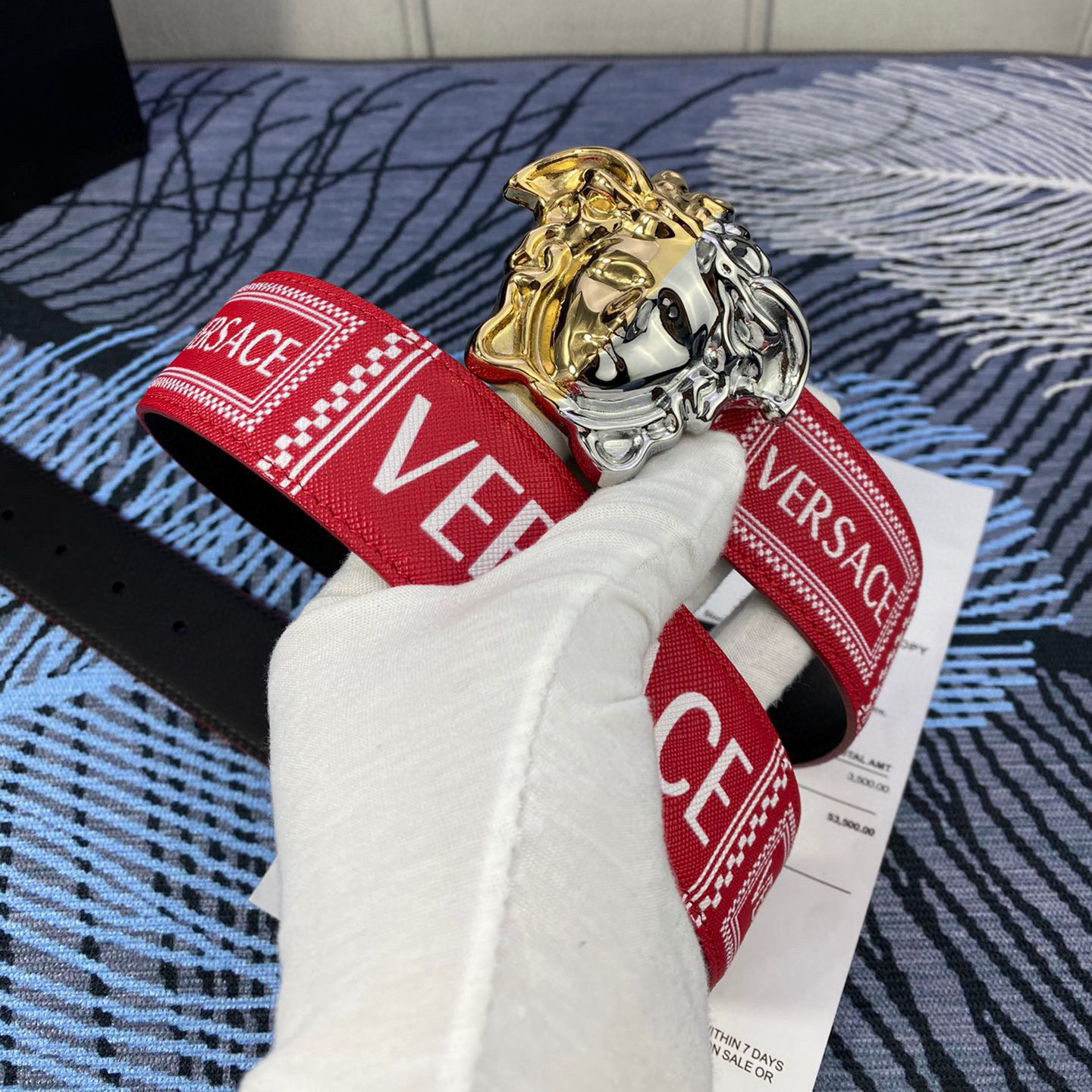 Versace Designer Belt Men Belts Women's Brand Belt With 3D Square Medusa Portrait Belt Buckle One Side Is Monochrome And The Other Side Is Decorated With The Brand's Iconic Print Woman Men Belt Fashion Designer High Quality Belt