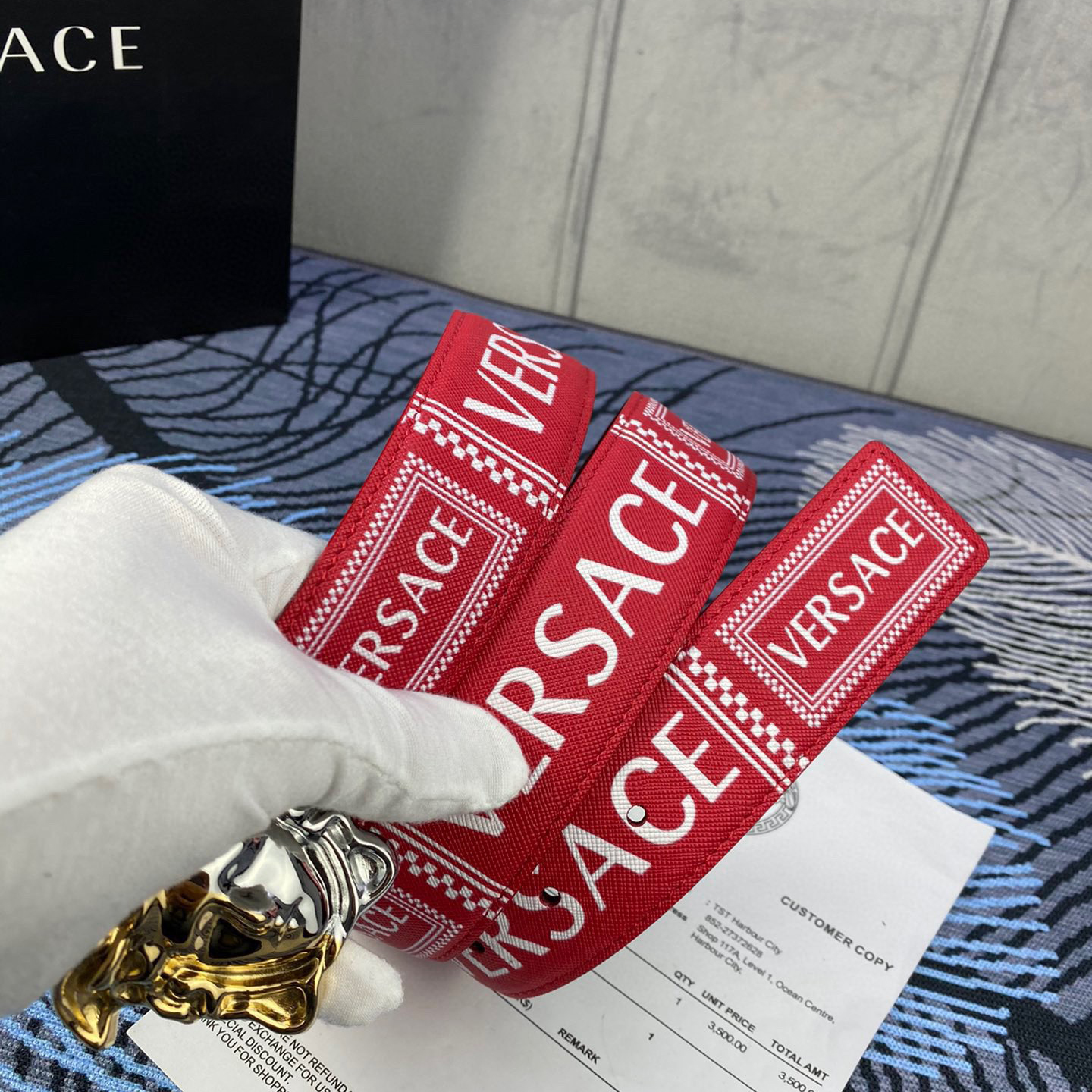 Versace Designer Belt Men Belts Women's Brand Belt With 3D Square Medusa Portrait Belt Buckle One Side Is Monochrome And The Other Side Is Decorated With The Brand's Iconic Print Woman Men Belt Fashion Designer High Quality Belt