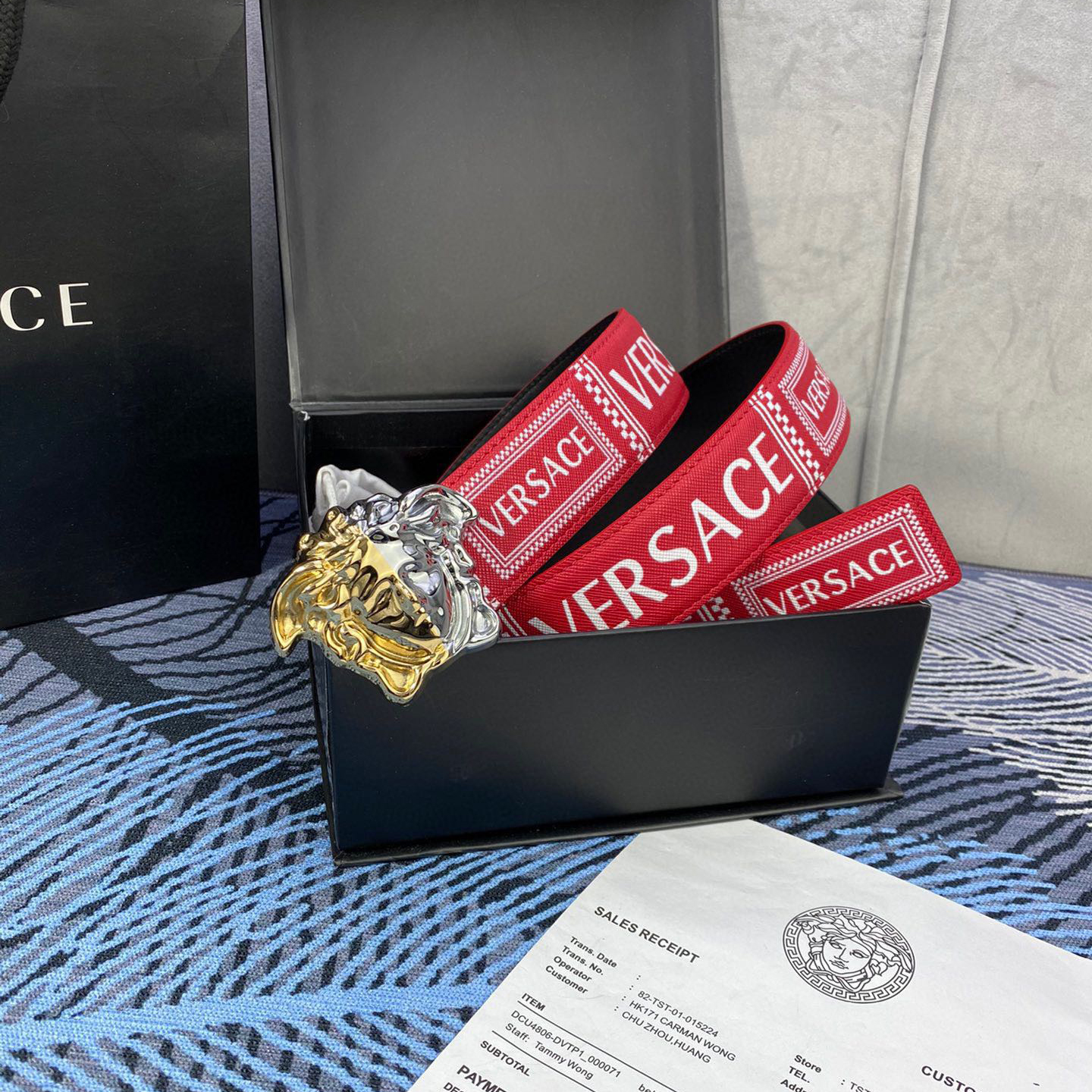 Versace Designer Belt Men Belts Women's Brand Belt With 3D Square Medusa Portrait Belt Buckle One Side Is Monochrome And The Other Side Is Decorated With The Brand's Iconic Print Woman Men Belt Fashion Designer High Quality Belt