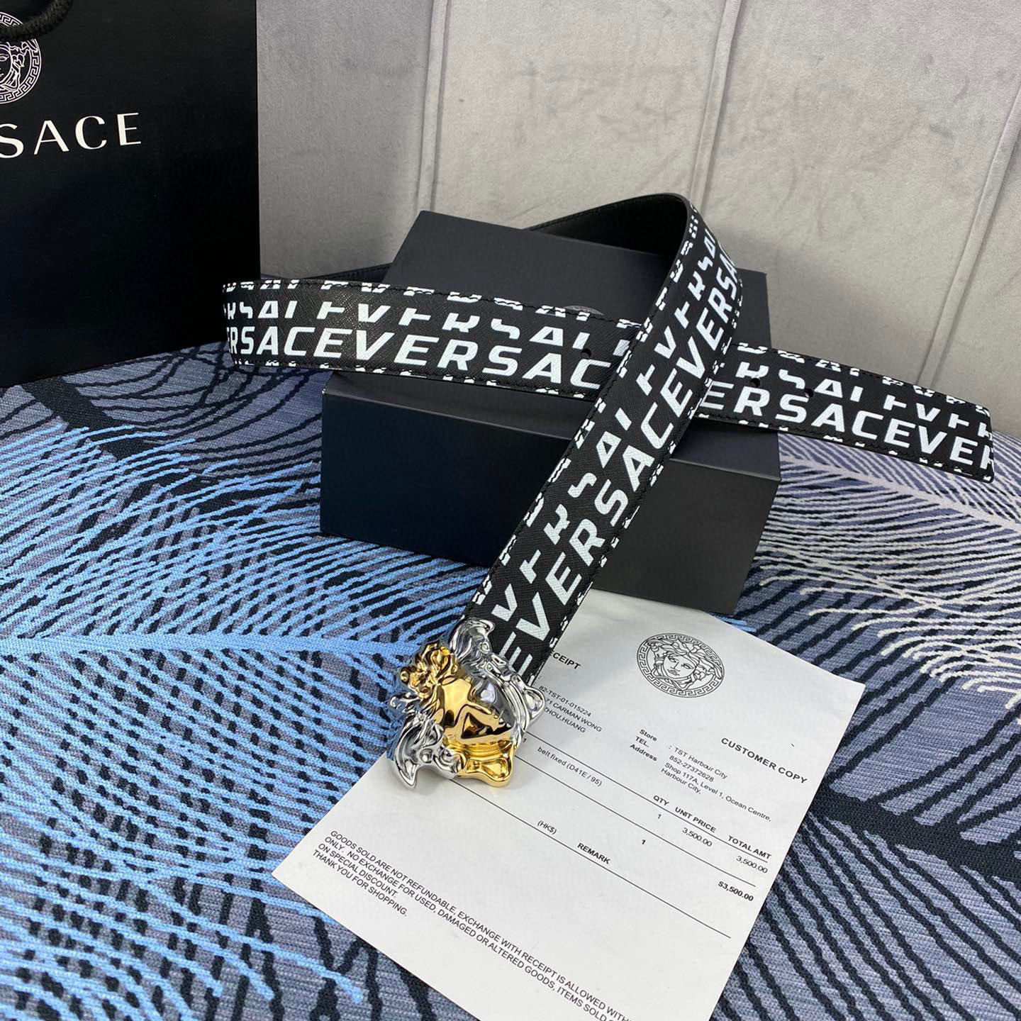 Versace Leather It Has A Thick Touch With Clear And Distinct Printing Patterns It Is A Fashionable And Classic Men's Belt A Designer Belt A Casual And Smooth Buckle Belt For Both Women And Men With A Width Of 4.0cm And With Box