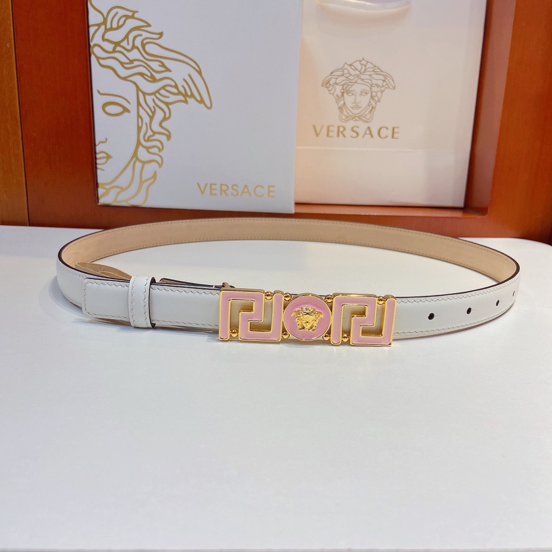 Versace Belts For Women Designer Belt Womens Formal Smooth Buckle Woman Narrow Genuine Leather Golden Bronze Cowhide Design Thin Optional High Quality