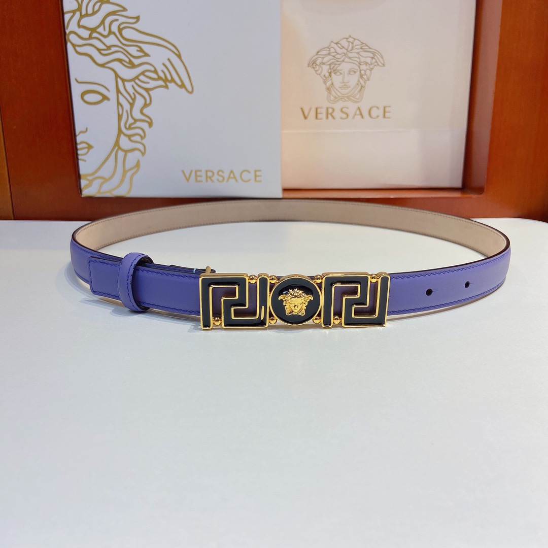 Versace Belts For Women Designer Belt Womens Formal Smooth Buckle Woman Narrow Genuine Leather Golden Bronze Cowhide Design Thin Optional High Quality