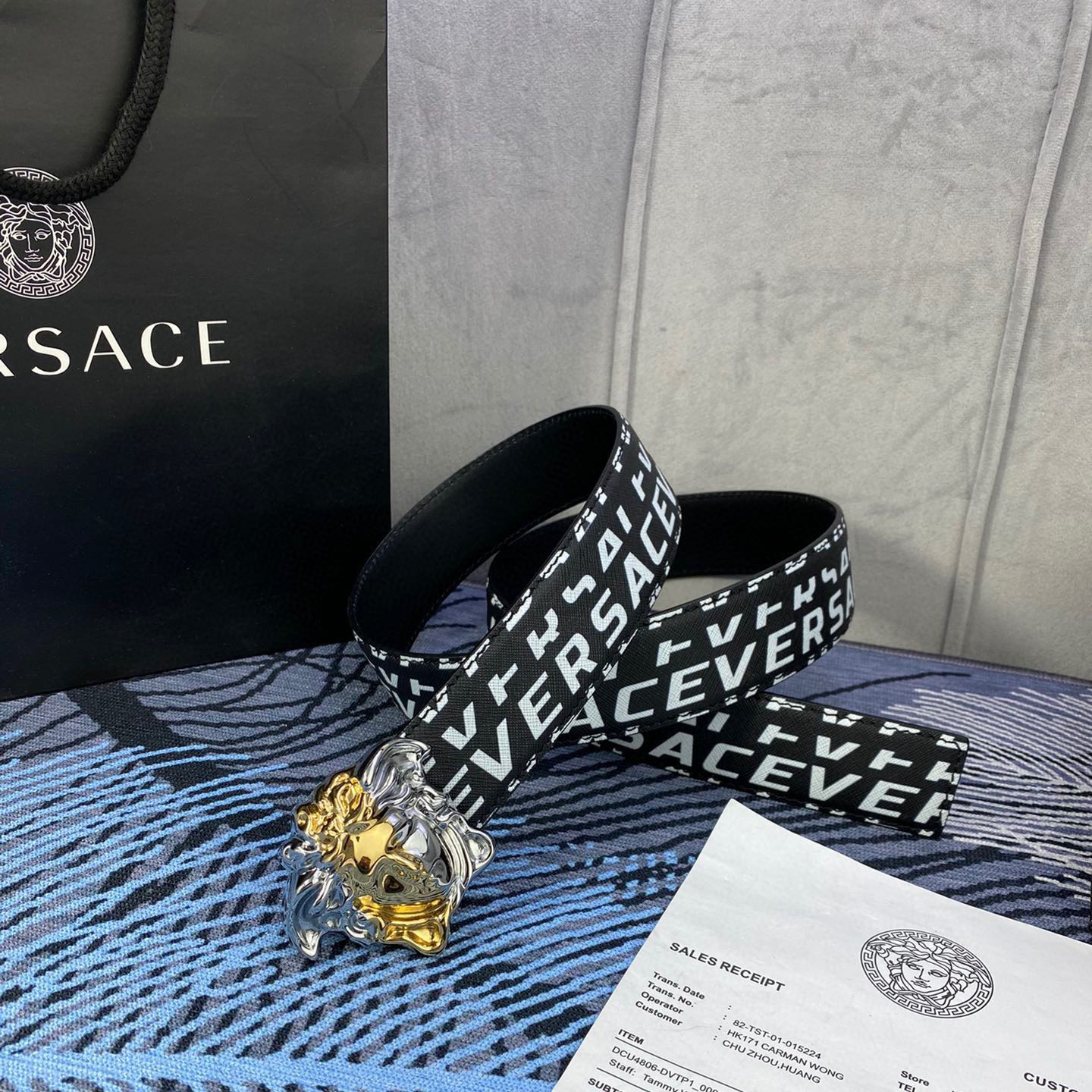 Versace Leather It Has A Thick Touch With Clear And Distinct Printing Patterns It Is A Fashionable And Classic Men's Belt A Designer Belt A Casual And Smooth Buckle Belt For Both Women And Men With A Width Of 4.0cm And With Box