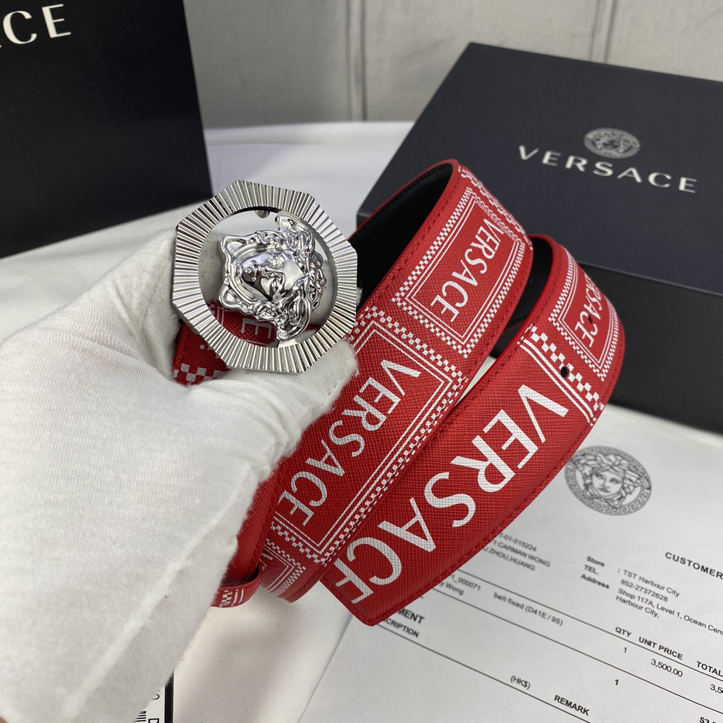 Versace Leather It Has A Thick Touch With Clear And Distinct Printing Patterns It Is A Fashionable And Classic Men's Belt A Designer Belt A Casual And Smooth Buckle Belt For Both Women And Men With A Width Of 4.0cm And With Box