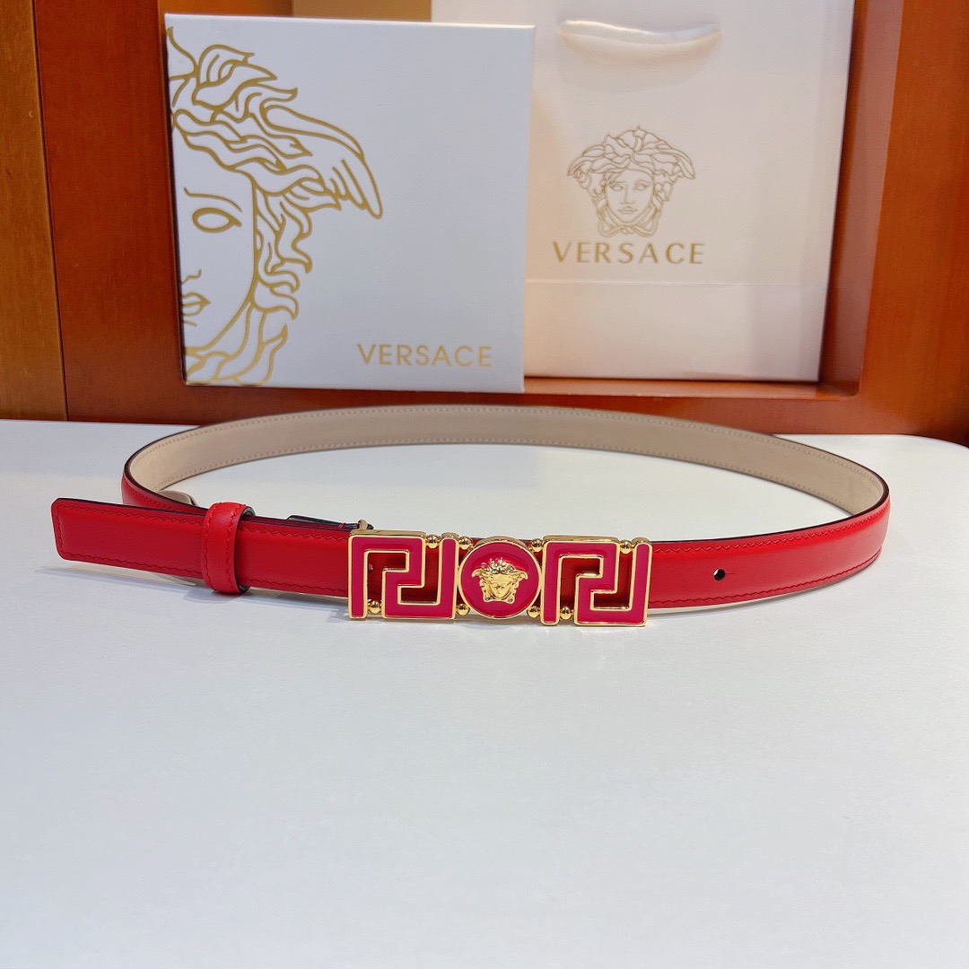 Versace Belts For Women Designer Belt Womens Formal Smooth Buckle Woman Narrow Genuine Leather Golden Bronze Cowhide Design Thin Optional High Quality