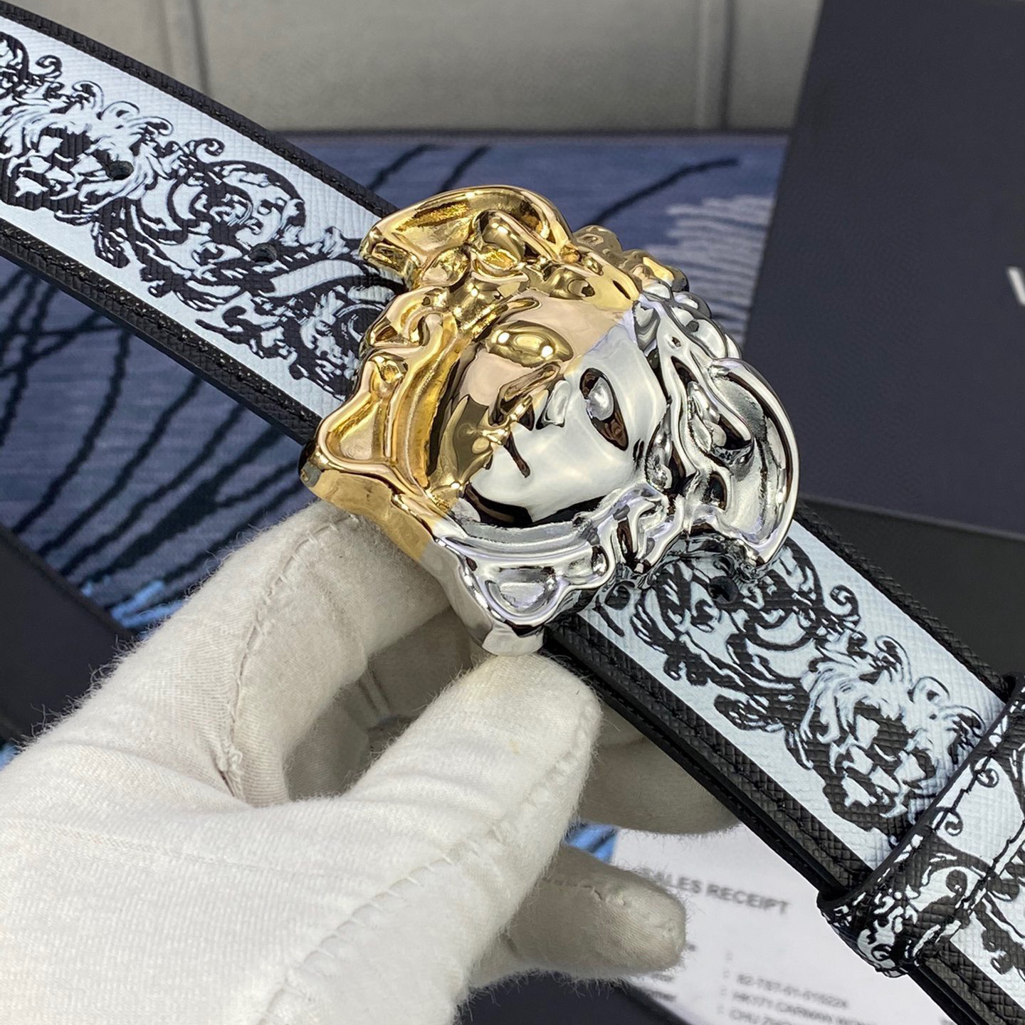 Versace Designer Belt Men Belts Women's Brand Belt With 3D Square Medusa Portrait Belt Buckle One Side Is Monochrome And The Other Side Is Decorated With The Brand's Iconic Print Woman Men Belt Fashion Designer High Quality Belt