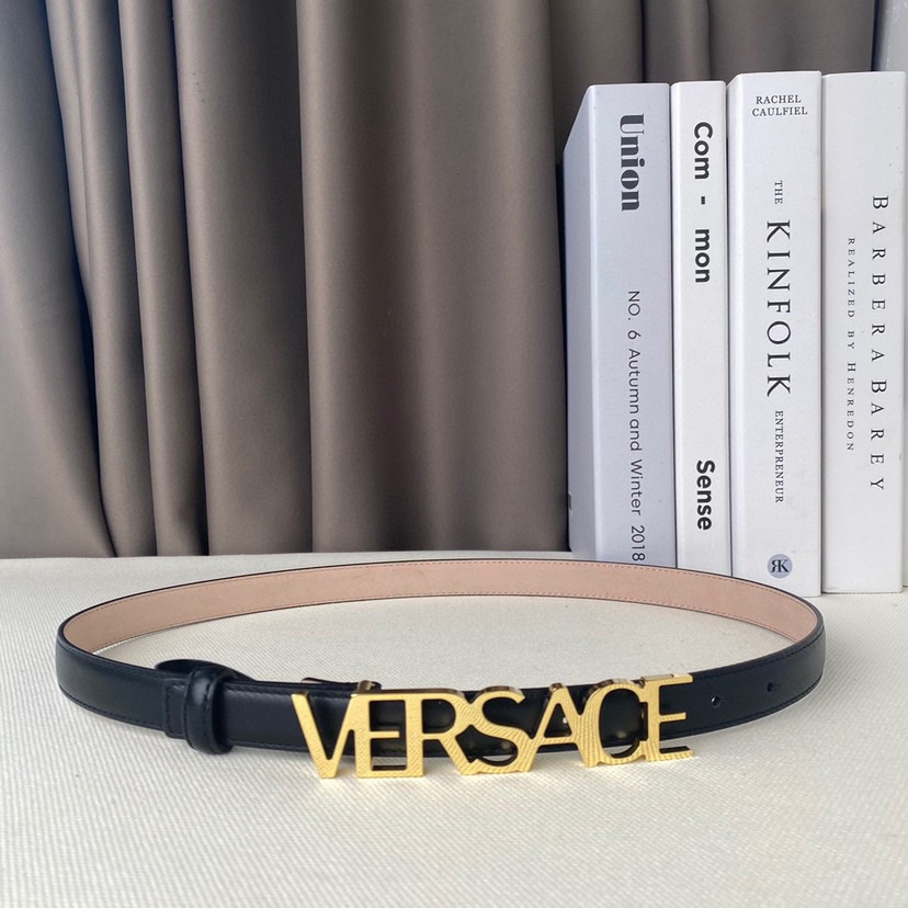 Versace Belts For Women Designer Belt Womens Formal Smooth Buckle Woman Narrow Genuine Leather Golden Bronze Cowhide Design Thin Optional High Quality