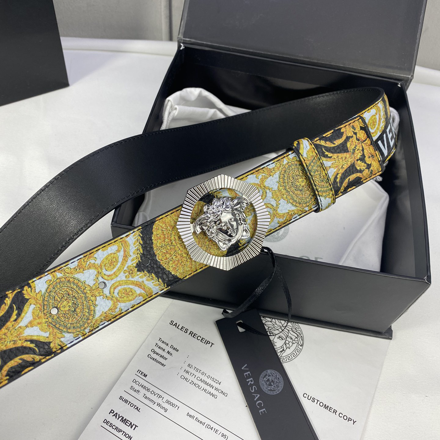 Versace Leather It Has A Thick Touch With Clear And Distinct Printing Patterns It Is A Fashionable And Classic Men's Belt A Designer Belt A Casual And Smooth Buckle Belt For Both Women And Men With A Width Of 4.0cm And With Box