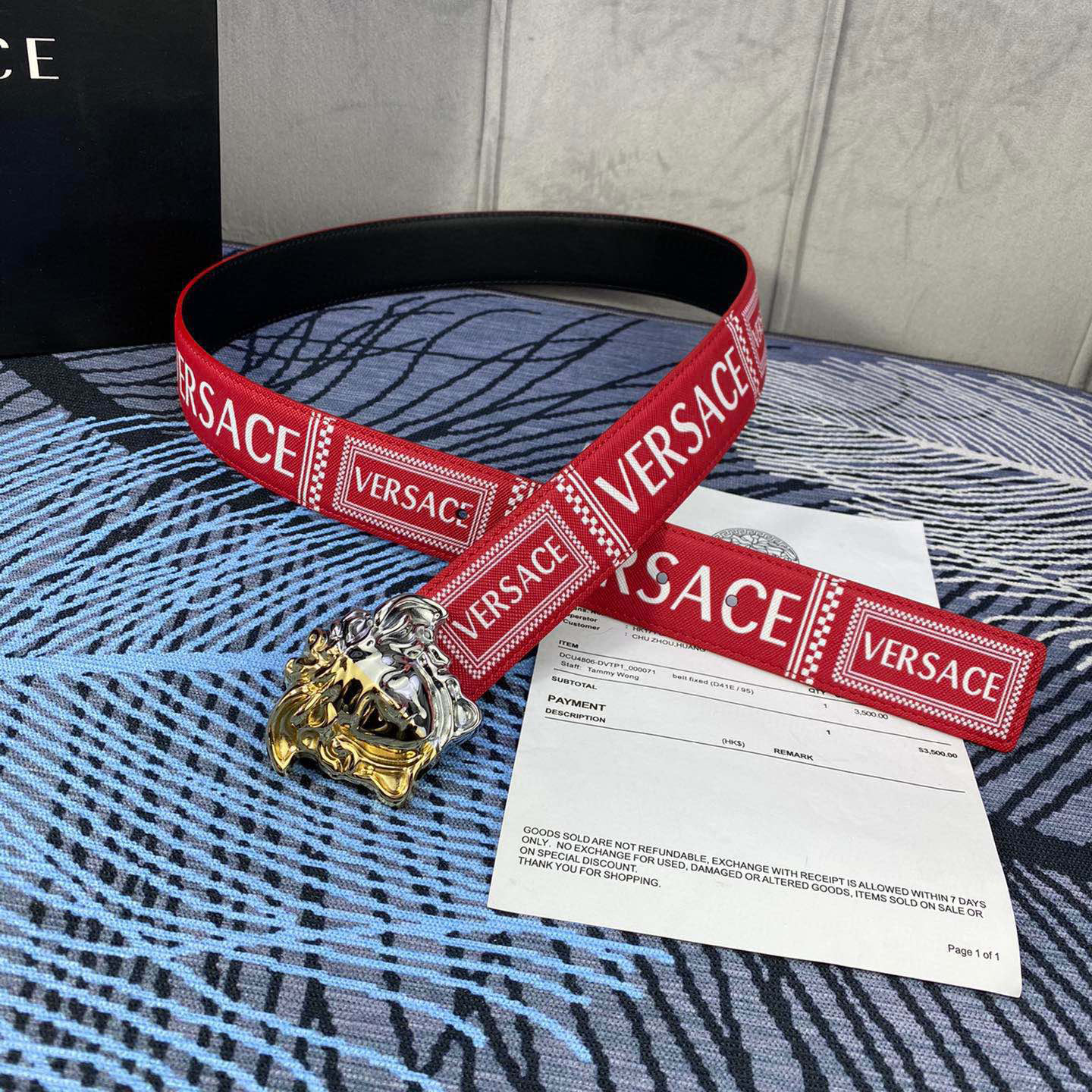 Versace Designer Belt Men Belts Women's Brand Belt With 3D Square Medusa Portrait Belt Buckle One Side Is Monochrome And The Other Side Is Decorated With The Brand's Iconic Print Woman Men Belt Fashion Designer High Quality Belt