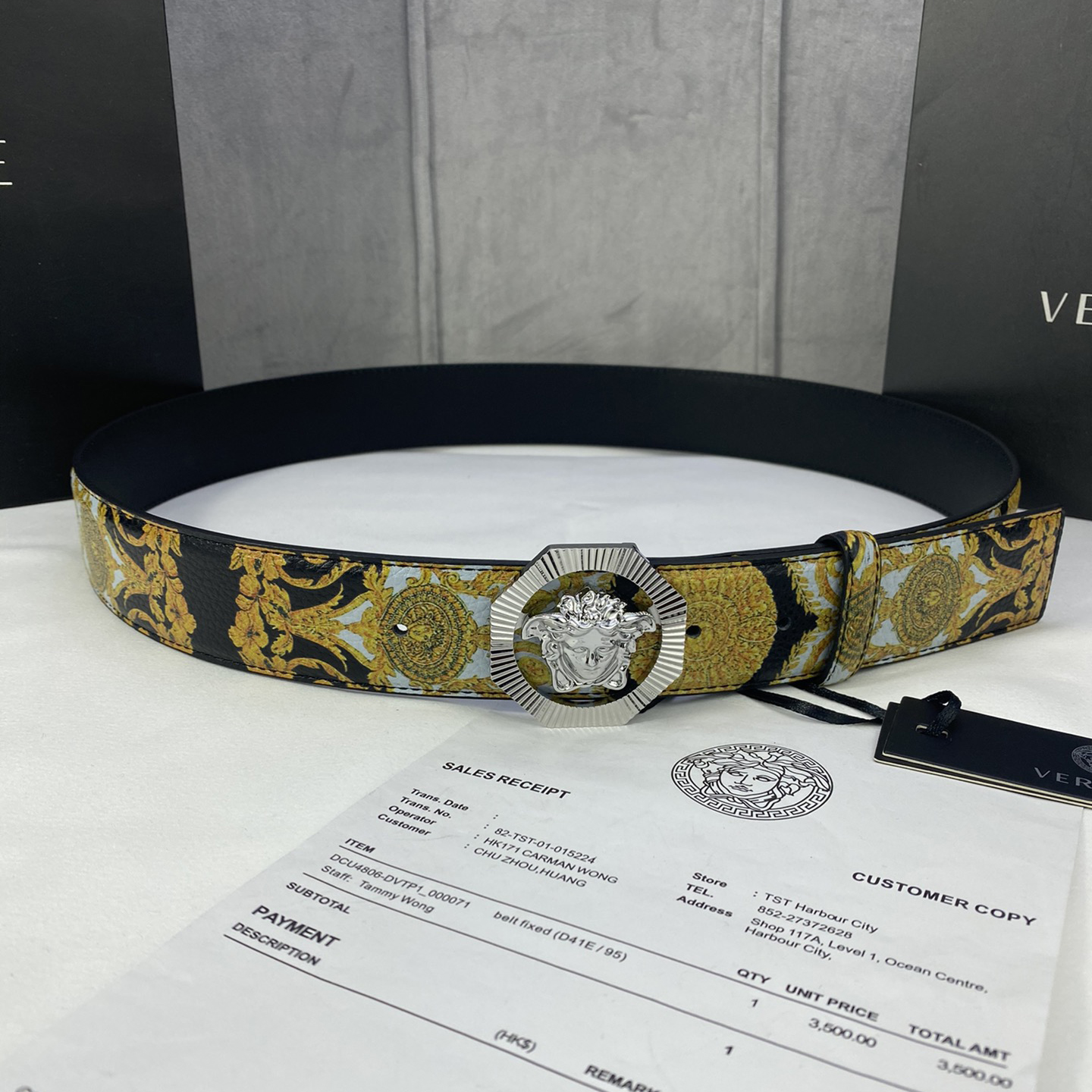 Versace Leather It Has A Thick Touch With Clear And Distinct Printing Patterns It Is A Fashionable And Classic Men's Belt A Designer Belt A Casual And Smooth Buckle Belt For Both Women And Men With A Width Of 4.0cm And With Box