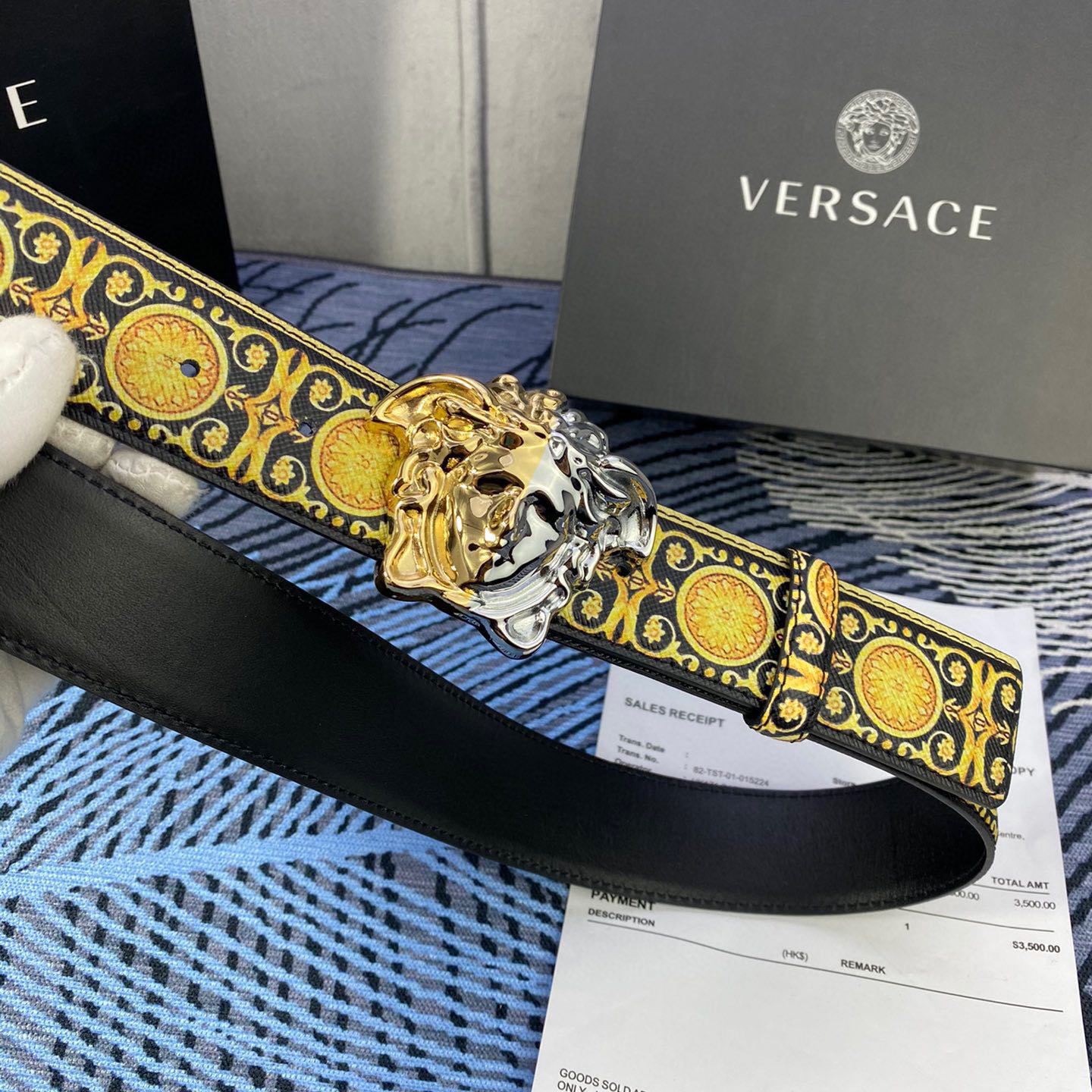 Versace Designer Belt Men Belts Women's Brand Belt With 3D Square Medusa Portrait Belt Buckle One Side Is Monochrome And The Other Side Is Decorated With The Brand's Iconic Print Woman Men Belt Fashion Designer High Quality Belt