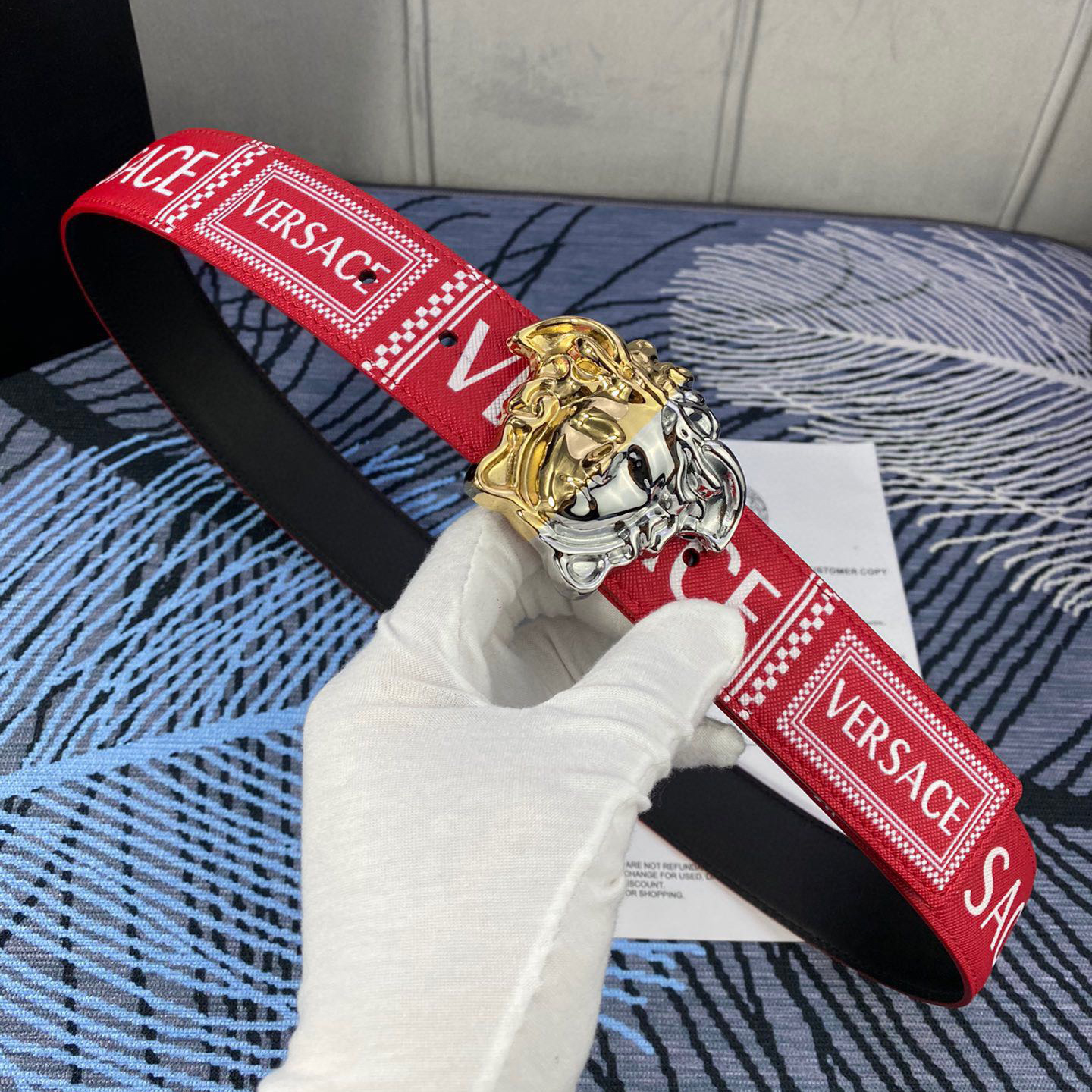 Versace Designer Belt Men Belts Women's Brand Belt With 3D Square Medusa Portrait Belt Buckle One Side Is Monochrome And The Other Side Is Decorated With The Brand's Iconic Print Woman Men Belt Fashion Designer High Quality Belt