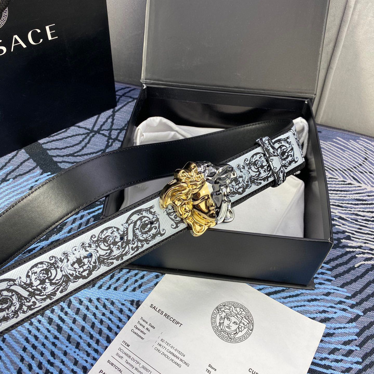 Versace Designer Belt Men Belts Women's Brand Belt With 3D Square Medusa Portrait Belt Buckle One Side Is Monochrome And The Other Side Is Decorated With The Brand's Iconic Print Woman Men Belt Fashion Designer High Quality Belt