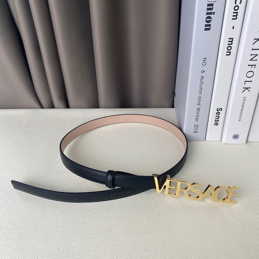 Versace Belts For Women Designer Belt Womens Formal Smooth Buckle Woman Narrow Genuine Leather Golden Bronze Cowhide Design Thin Optional High Quality