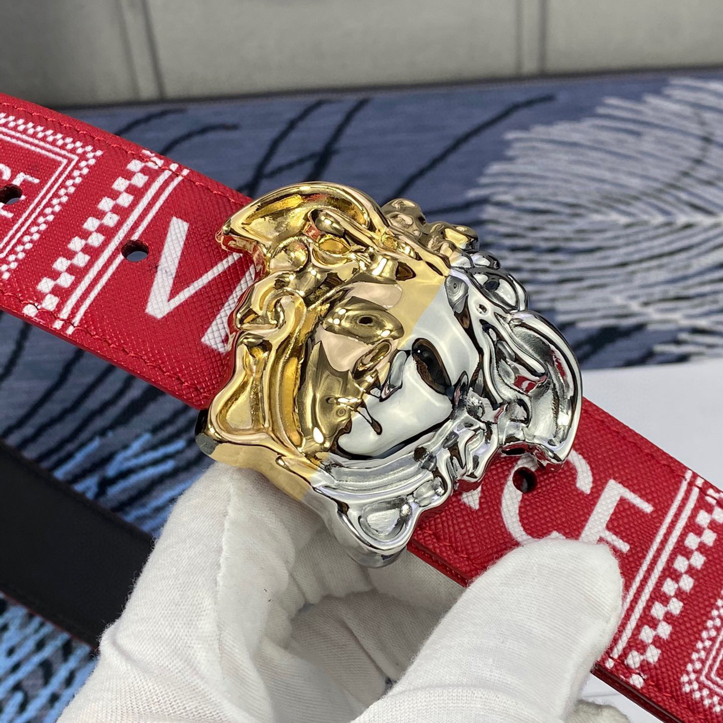 Versace Designer Belt Men Belts Women's Brand Belt With 3D Square Medusa Portrait Belt Buckle One Side Is Monochrome And The Other Side Is Decorated With The Brand's Iconic Print Woman Men Belt Fashion Designer High Quality Belt