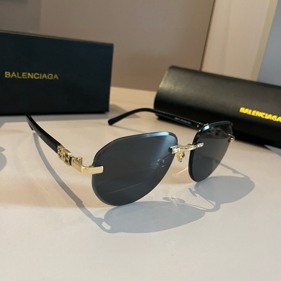 BALENCIAGA Designer Sunglasses Men For Women Oval Frame Metal Mirror Legs Sunglasses Retro Small Round Frame Sexy Little Women Fashion Luxury Glasses With Box