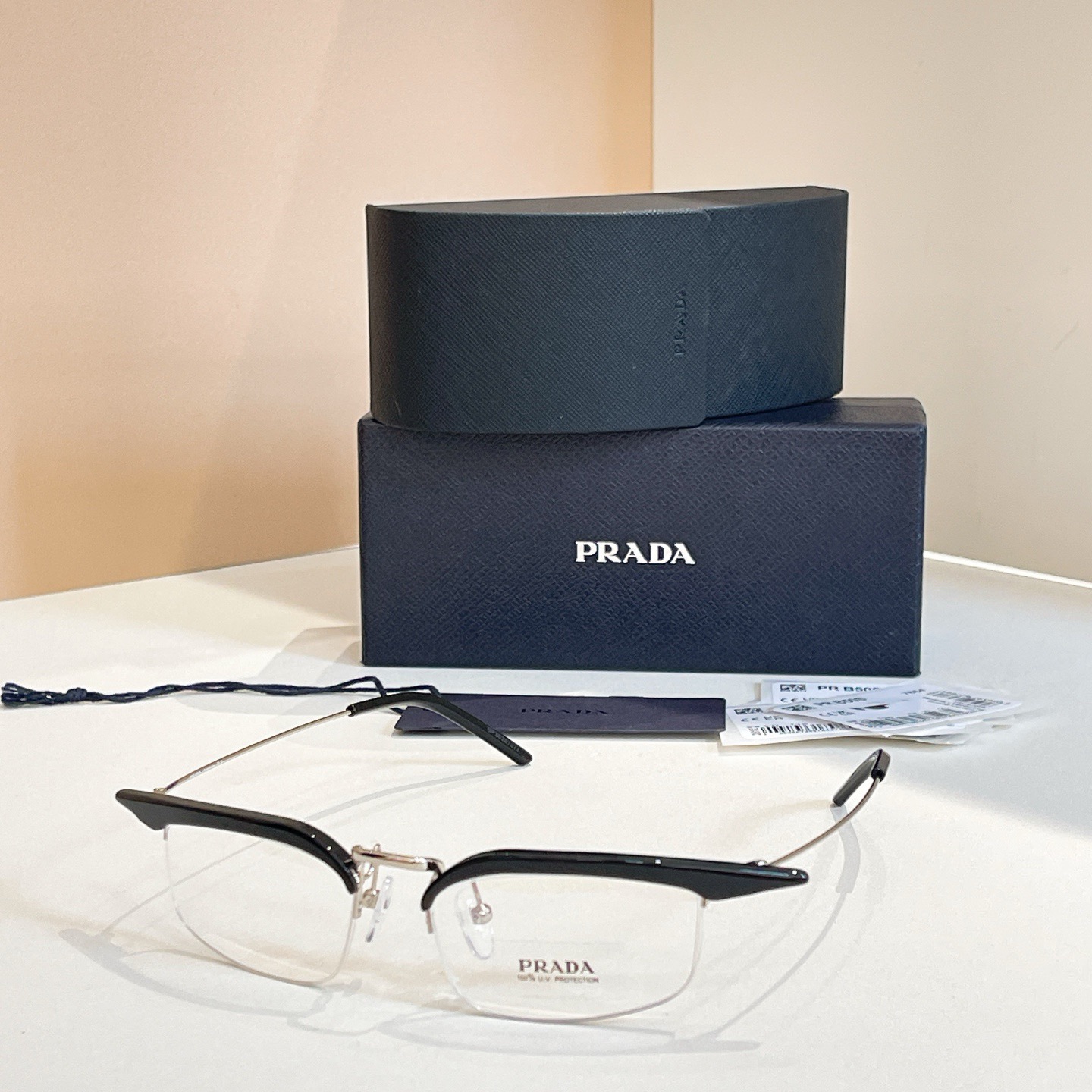 Prada Designer Sunglasses Women Oval Frame Metal Mirror Legs Sunglasses Retro Small Frame Sexy Little Women Fashion Luxury Glasses With Box