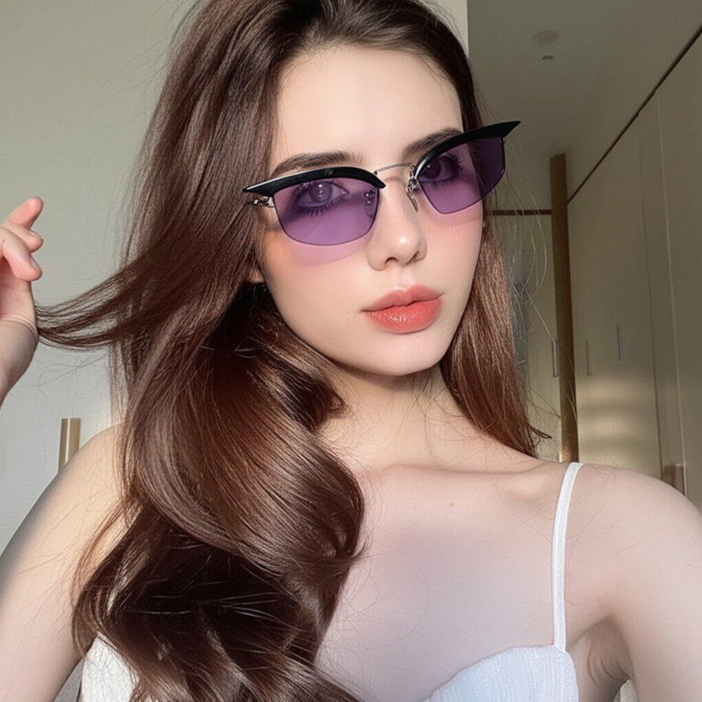 Prada Designer Sunglasses Women Oval Frame Metal Mirror Legs Sunglasses Retro Small Frame Sexy Little Women Fashion Luxury Glasses With Box