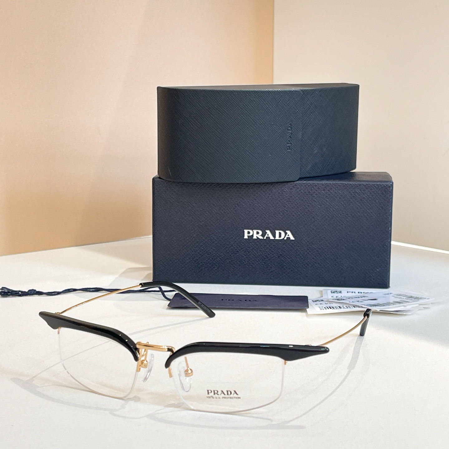 Prada Designer Sunglasses Women Oval Frame Metal Mirror Legs Sunglasses Retro Small Frame Sexy Little Women Fashion Luxury Glasses With Box