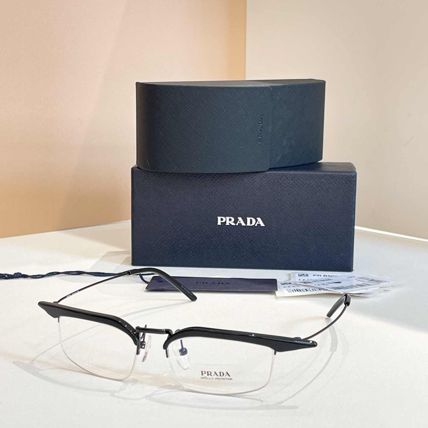 Prada Designer Sunglasses Women Oval Frame Metal Mirror Legs Sunglasses Retro Small Frame Sexy Little Women Fashion Luxury Glasses With Box