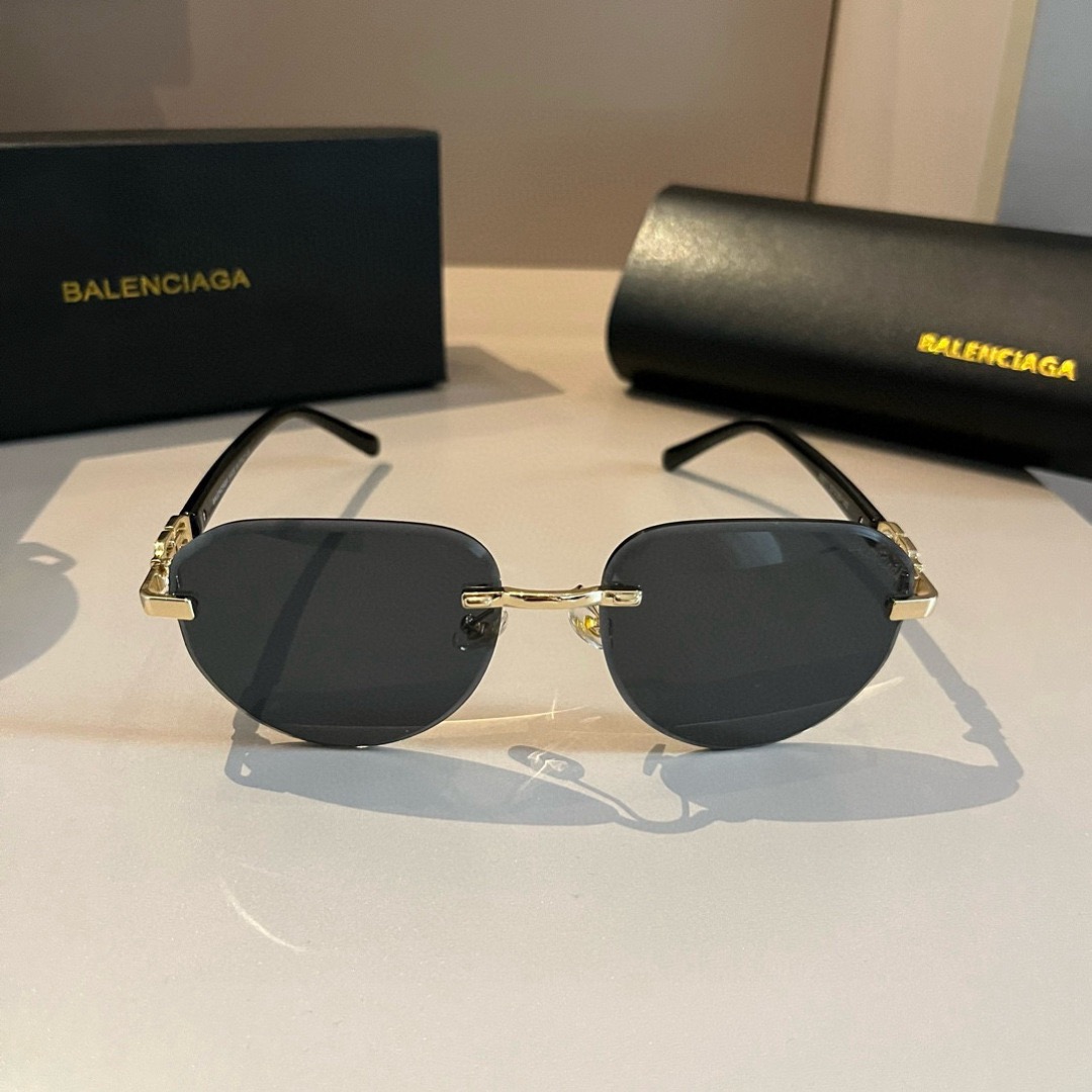 BALENCIAGA Designer Sunglasses Men For Women Oval Frame Metal Mirror Legs Sunglasses Retro Small Round Frame Sexy Little Women Fashion Luxury Glasses With Box
