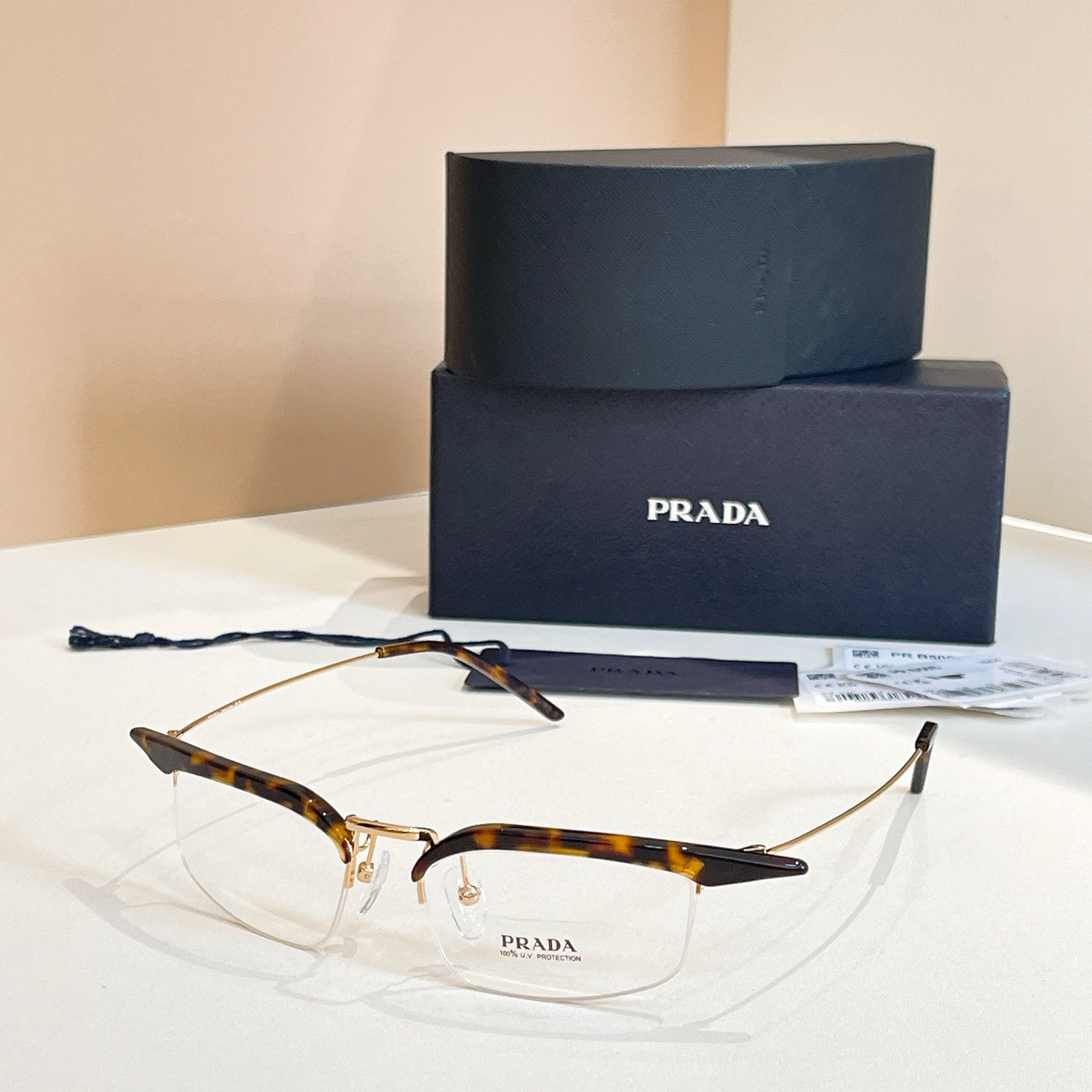 Prada Designer Sunglasses Women Oval Frame Metal Mirror Legs Sunglasses Retro Small Frame Sexy Little Women Fashion Luxury Glasses With Box