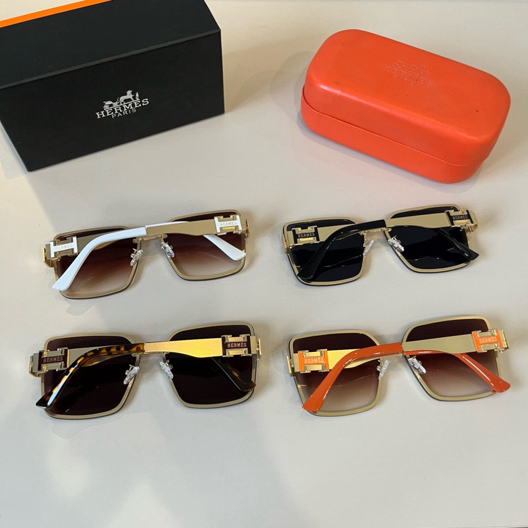 Hermes Designer Sunglasses Men For Women Oval Frame Metal Mirror Legs Sunglasses Retro Frame Sexy Little Women Fashion Luxury Glasses With Box
