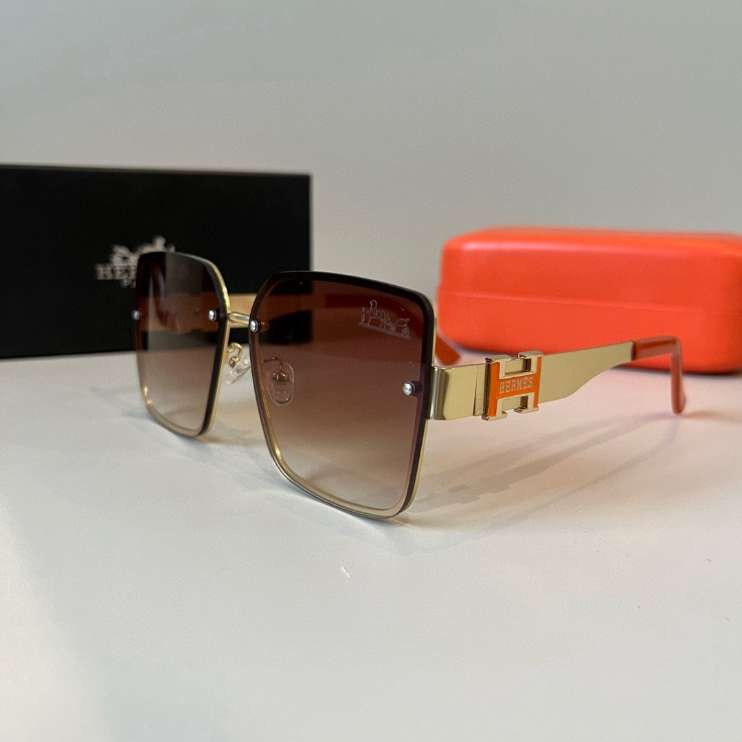 Hermes Designer Sunglasses Men For Women Oval Frame Metal Mirror Legs Sunglasses Retro Frame Sexy Little Women Fashion Luxury Glasses With Box