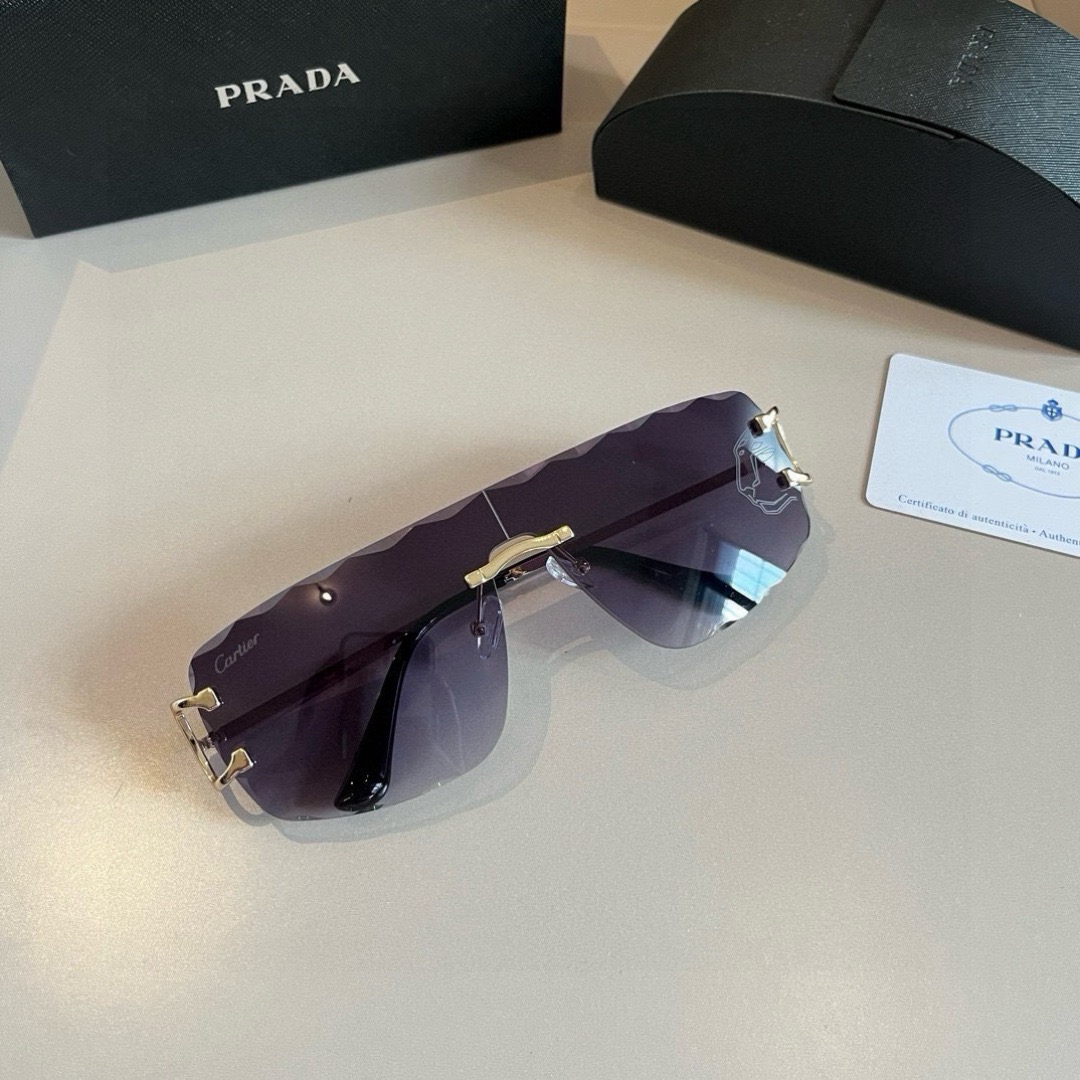 Prada Women's Men's Sun Glasses Beach Sun Glasses Fashion Classic Men Frameless Optical Frame Metal Legs Sun Eyewear Glasses With Box