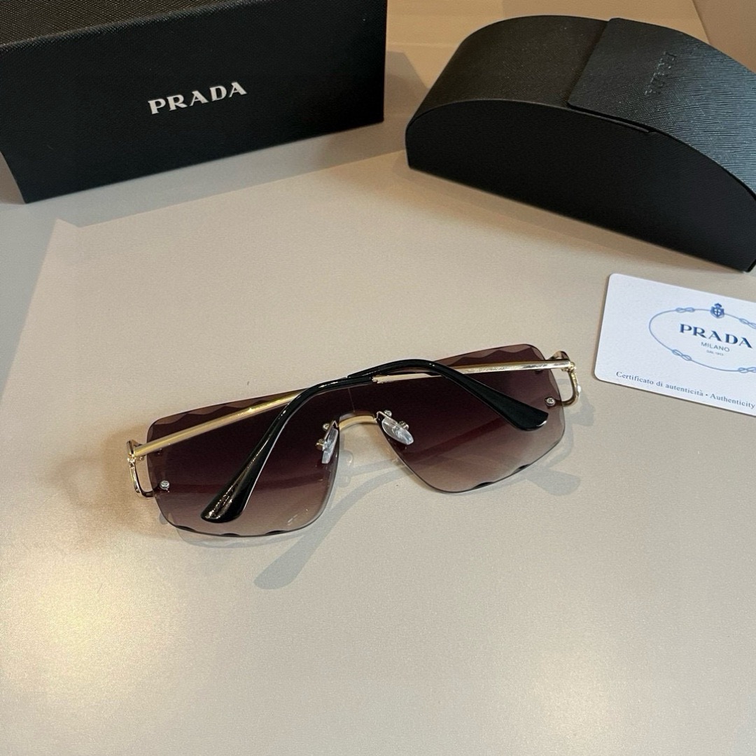 Prada Women's Men's Sun Glasses Beach Sun Glasses Fashion Classic Men Frameless Optical Frame Metal Legs Sun Eyewear Glasses With Box