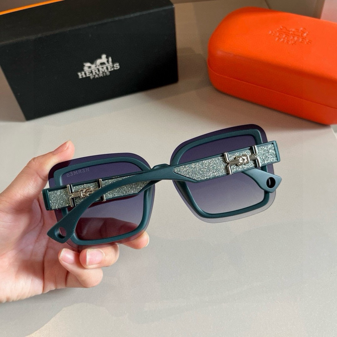 Hermes Designer Fashion Sunglasses For Women Men Exquisite Vintage Full Frame Driving Beach Shading Uv Protection Polarized Glasses Gift With Box Nice