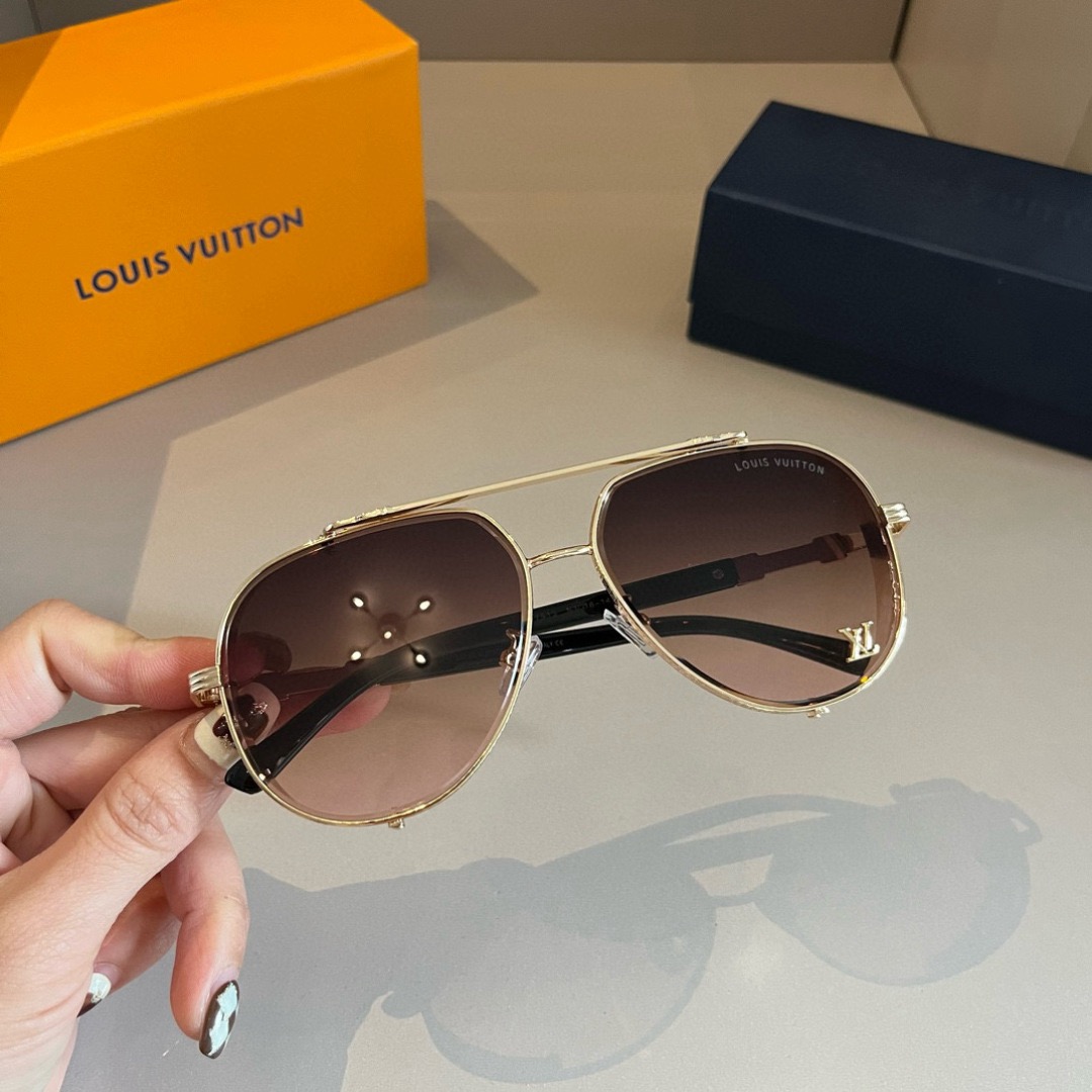LV Designer Sunglasses For Women Luxury Mens Sunglasses Classic Rectangular Metal Frame Glasses Goggle Outdoor Beach Sun Protection Glasses Driving Sun Glasses