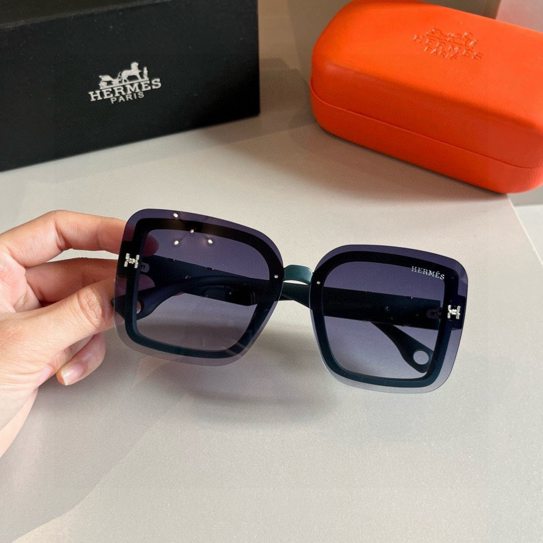 Hermes Designer Fashion Sunglasses For Women Men Exquisite Vintage Full Frame Driving Beach Shading Uv Protection Polarized Glasses Gift With Box Nice