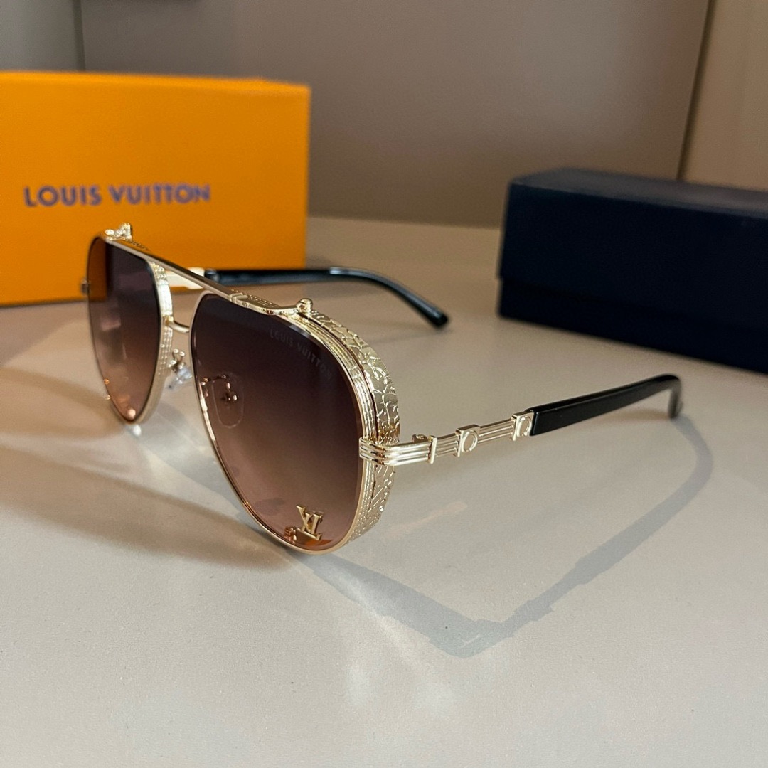 LV Designer Sunglasses For Women Luxury Mens Sunglasses Classic Rectangular Metal Frame Glasses Goggle Outdoor Beach Sun Protection Glasses Driving Sun Glasses