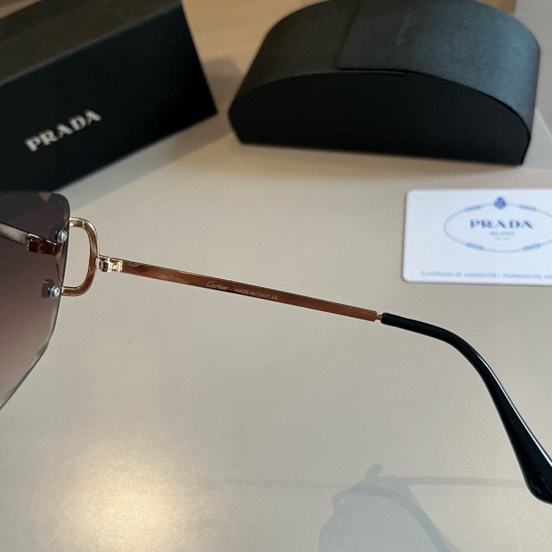 Prada Women's Men's Sun Glasses Beach Sun Glasses Fashion Classic Men Frameless Optical Frame Metal Legs Sun Eyewear Glasses With Box