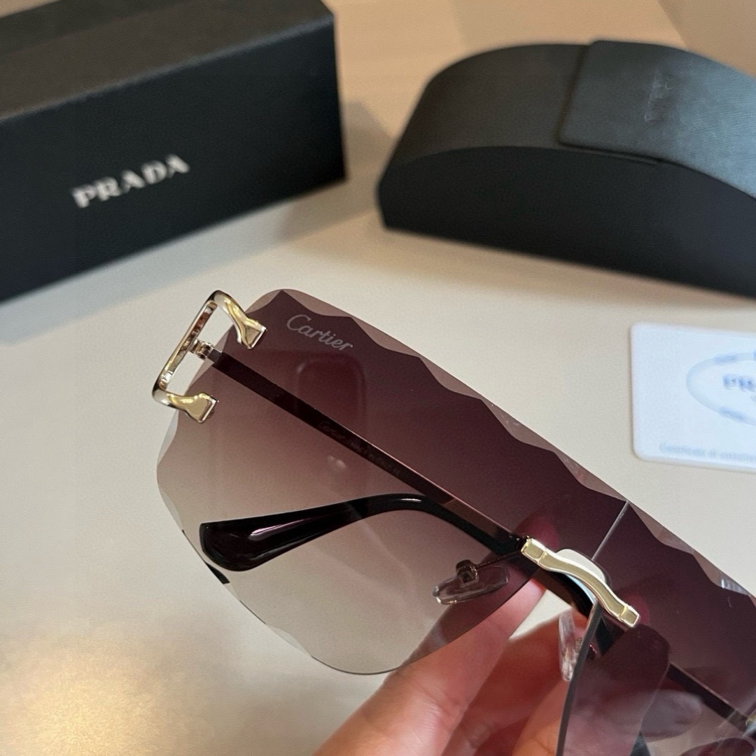Prada Women's Men's Sun Glasses Beach Sun Glasses Fashion Classic Men Frameless Optical Frame Metal Legs Sun Eyewear Glasses With Box