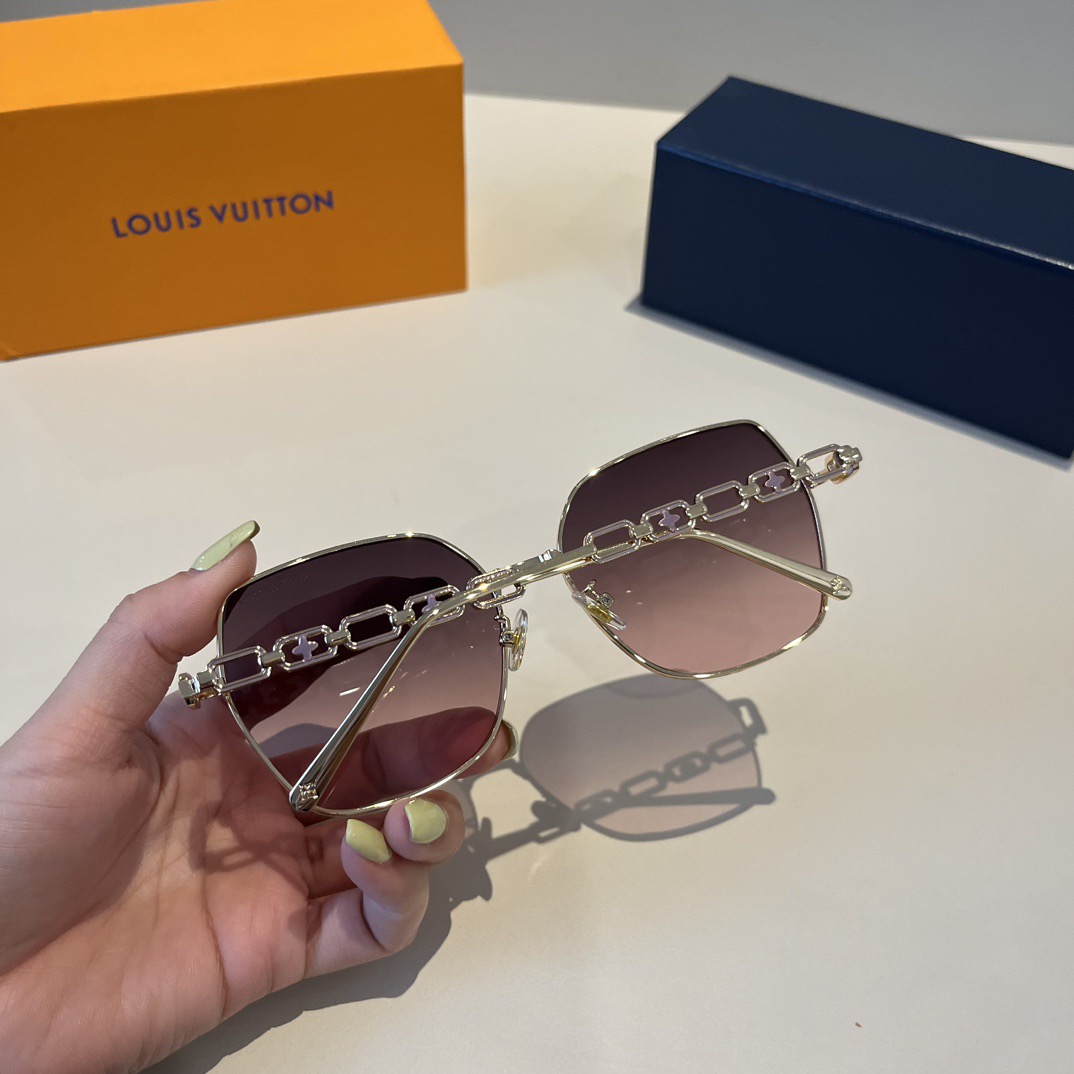 LV Designer Sunglasses Men For Women Oval Frame Metal Mirror Legs Sunglasses Retro Frame Sexy Little Women Fashion Luxury Glasses With Box