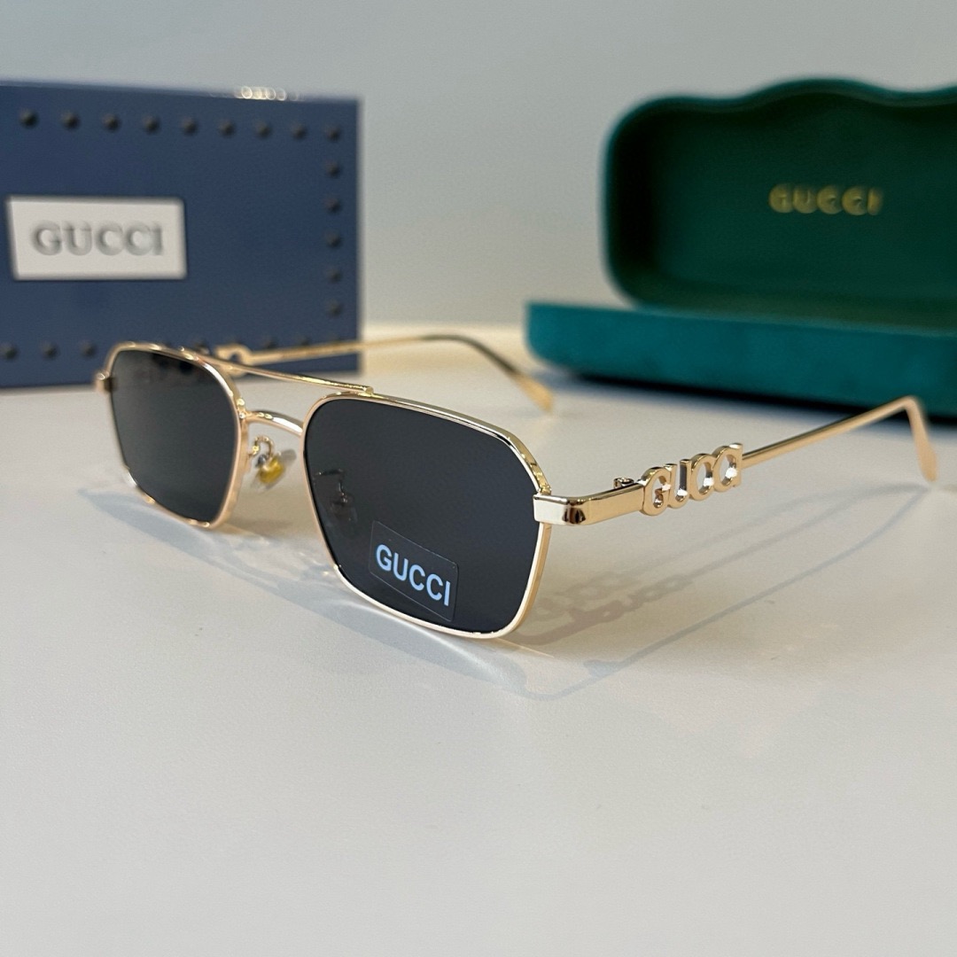 Gucci Designer Sunglasses Men For Women Oval Frame Metal Mirror Legs Sunglasses Retro Frame Sexy Little Women Fashion Luxury Glasses With Box