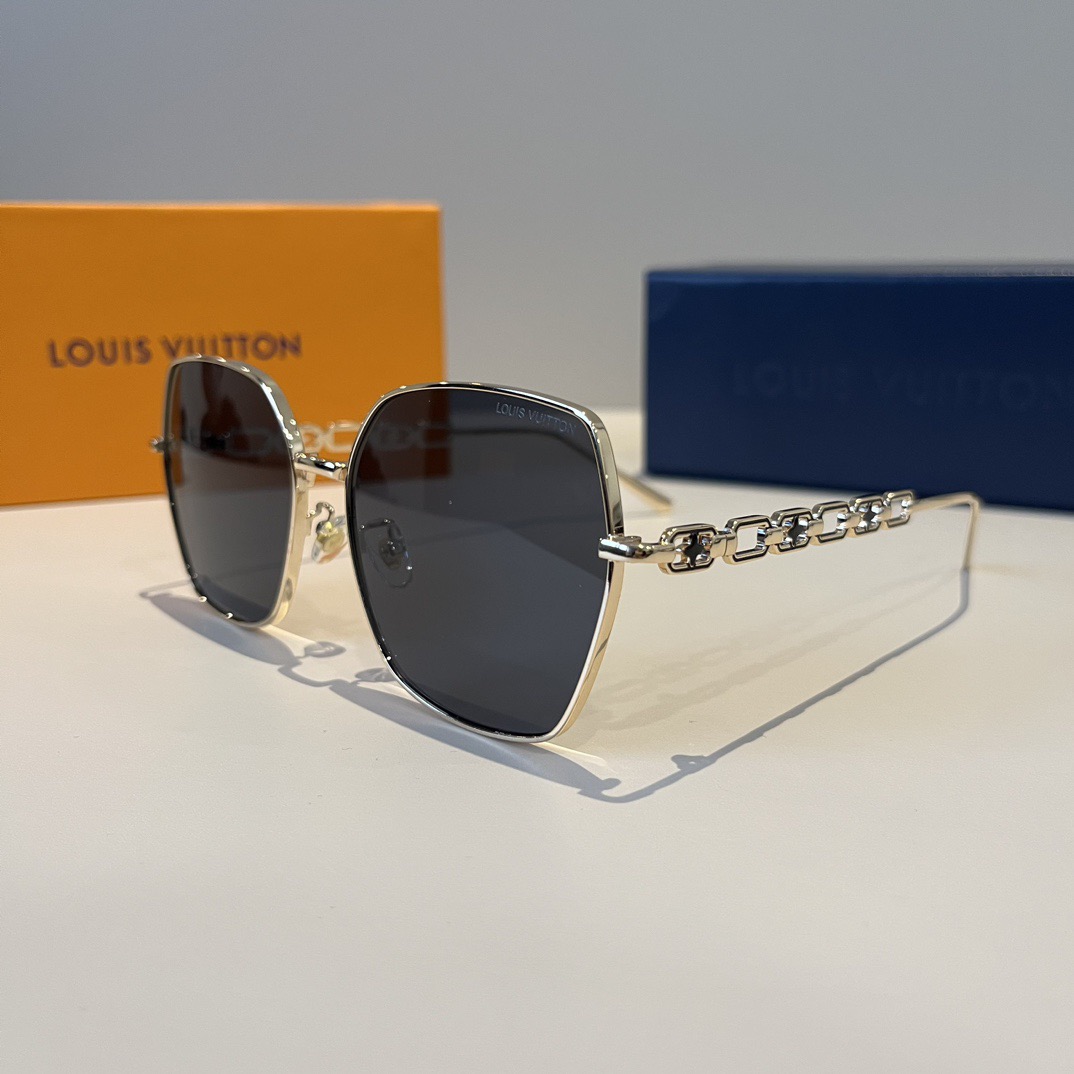 LV Designer Sunglasses Men For Women Oval Frame Metal Mirror Legs Sunglasses Retro Frame Sexy Little Women Fashion Luxury Glasses With Box