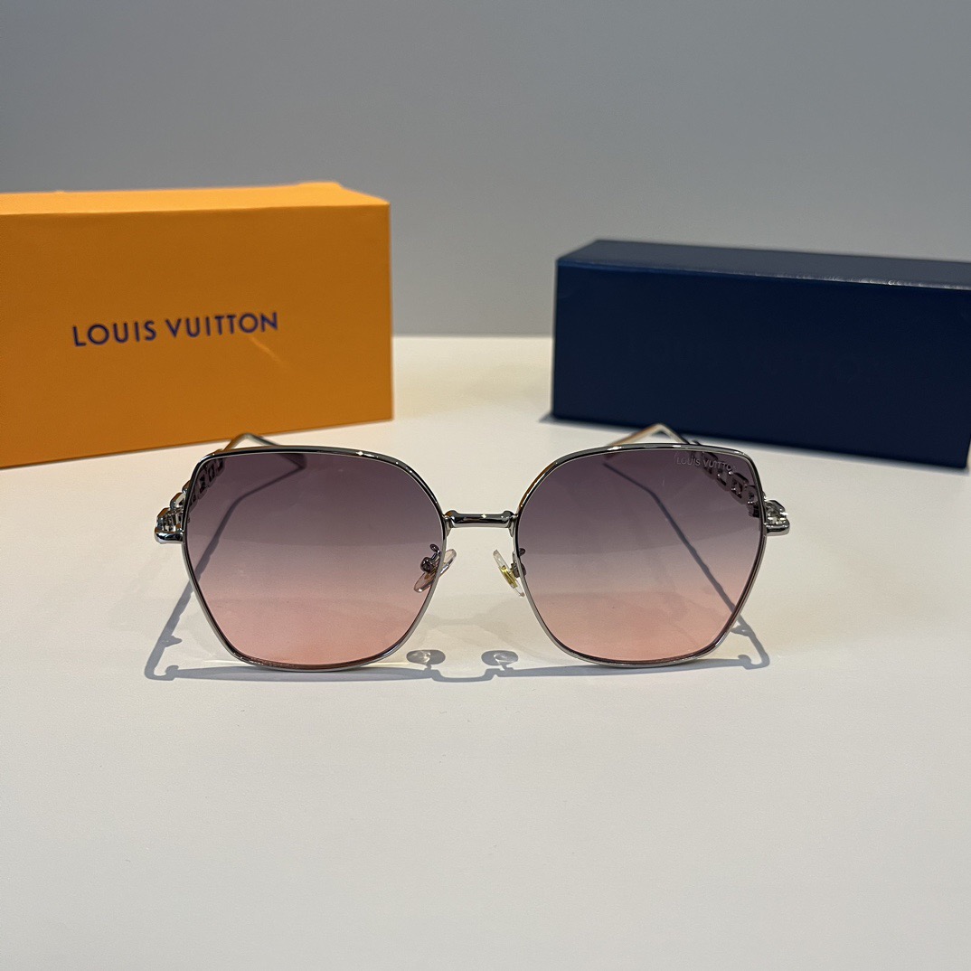 LV Designer Sunglasses Men For Women Oval Frame Metal Mirror Legs Sunglasses Retro Frame Sexy Little Women Fashion Luxury Glasses With Box