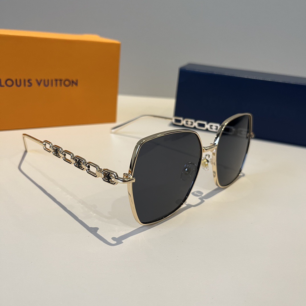 LV Designer Sunglasses Men For Women Oval Frame Metal Mirror Legs Sunglasses Retro Frame Sexy Little Women Fashion Luxury Glasses With Box