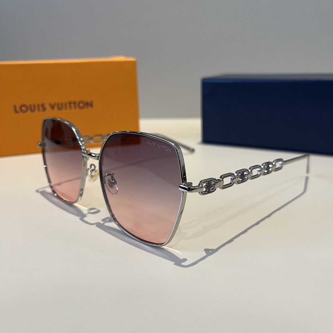 LV Designer Sunglasses Men For Women Oval Frame Metal Mirror Legs Sunglasses Retro Frame Sexy Little Women Fashion Luxury Glasses With Box